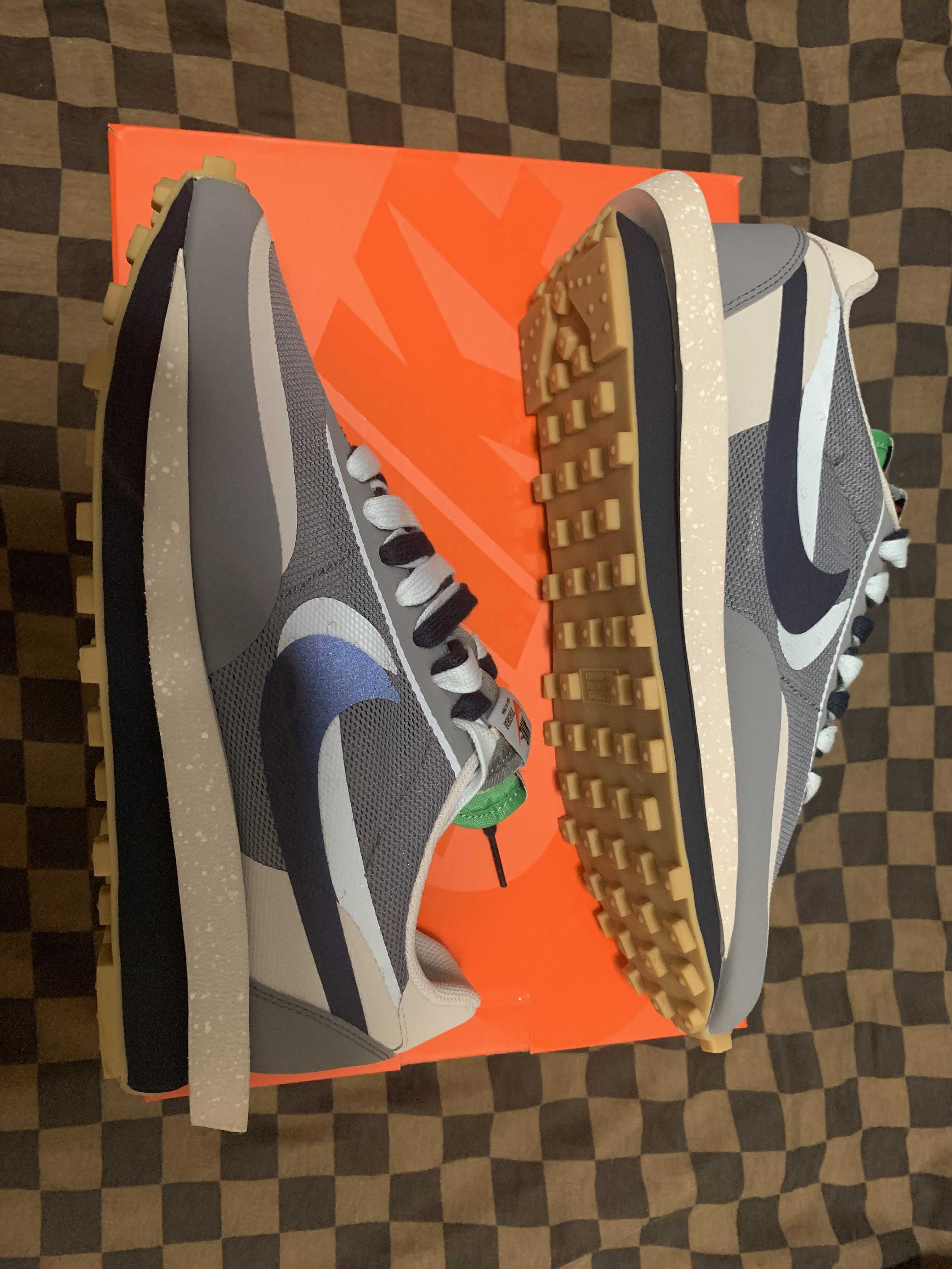 CLOT × Sacai × Nike LD Waffle "Grey Obsidian/Cool Grey"