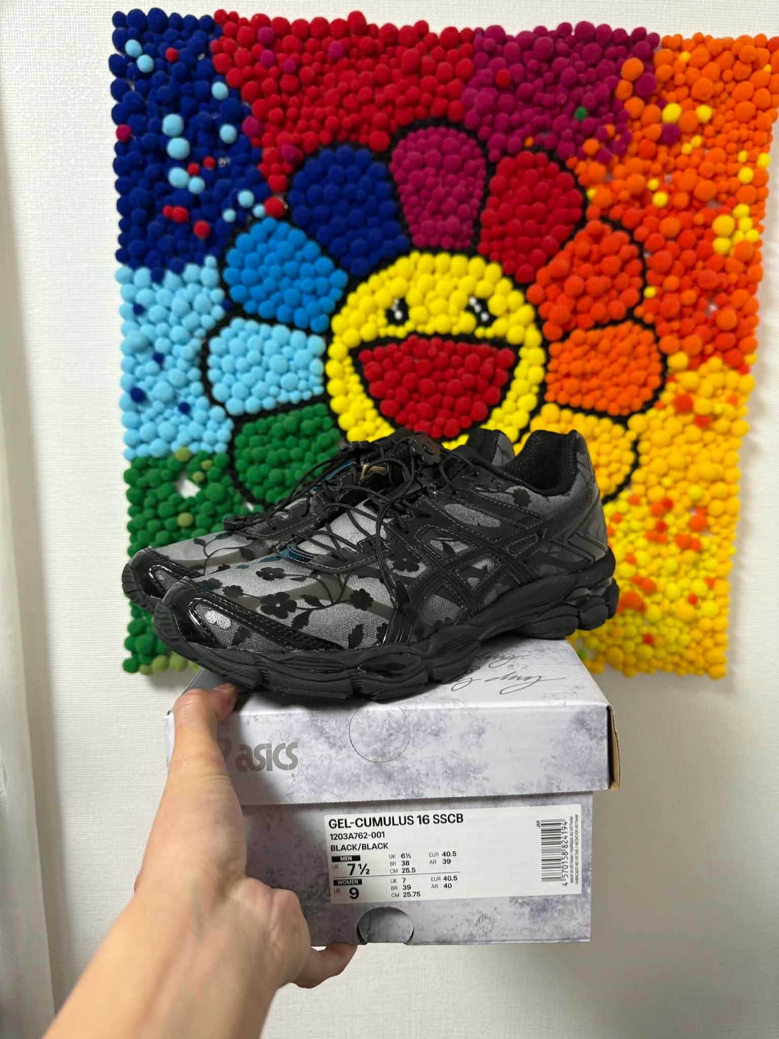 Cecilie Bahnsen × Asics Gel-Cumulus 16 Floral "Black/Black"