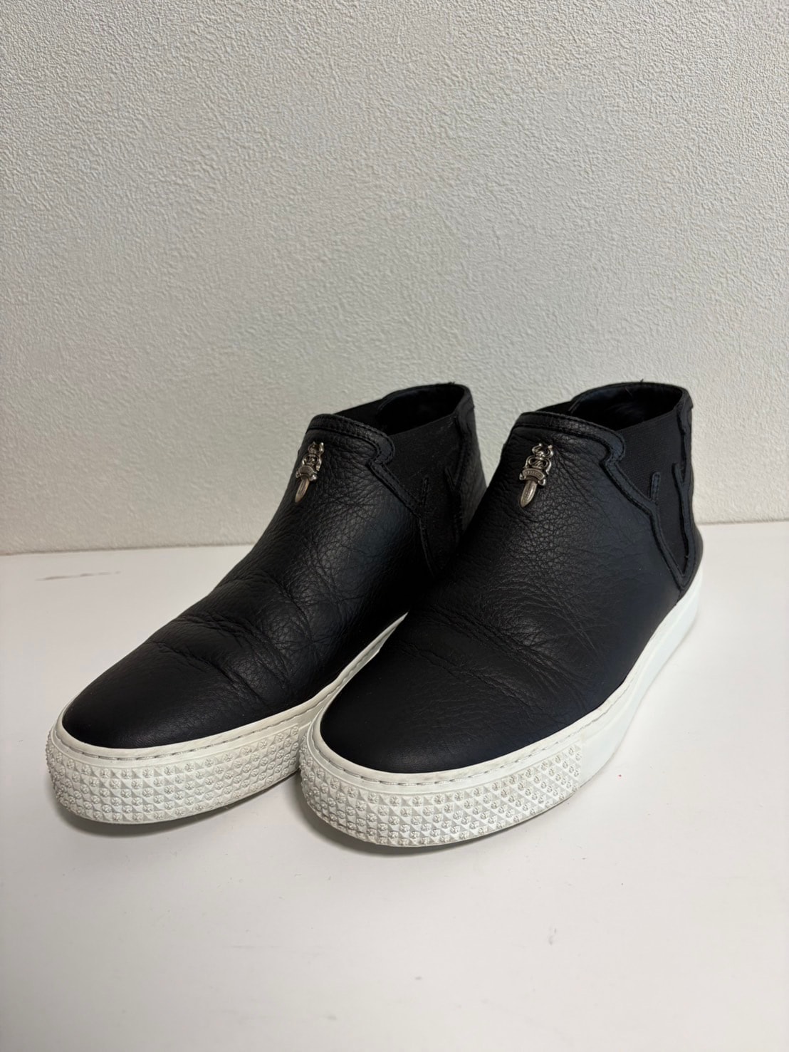 Chrome Hearts Mid Top Side Gore Leather Sneaker "Black/White"