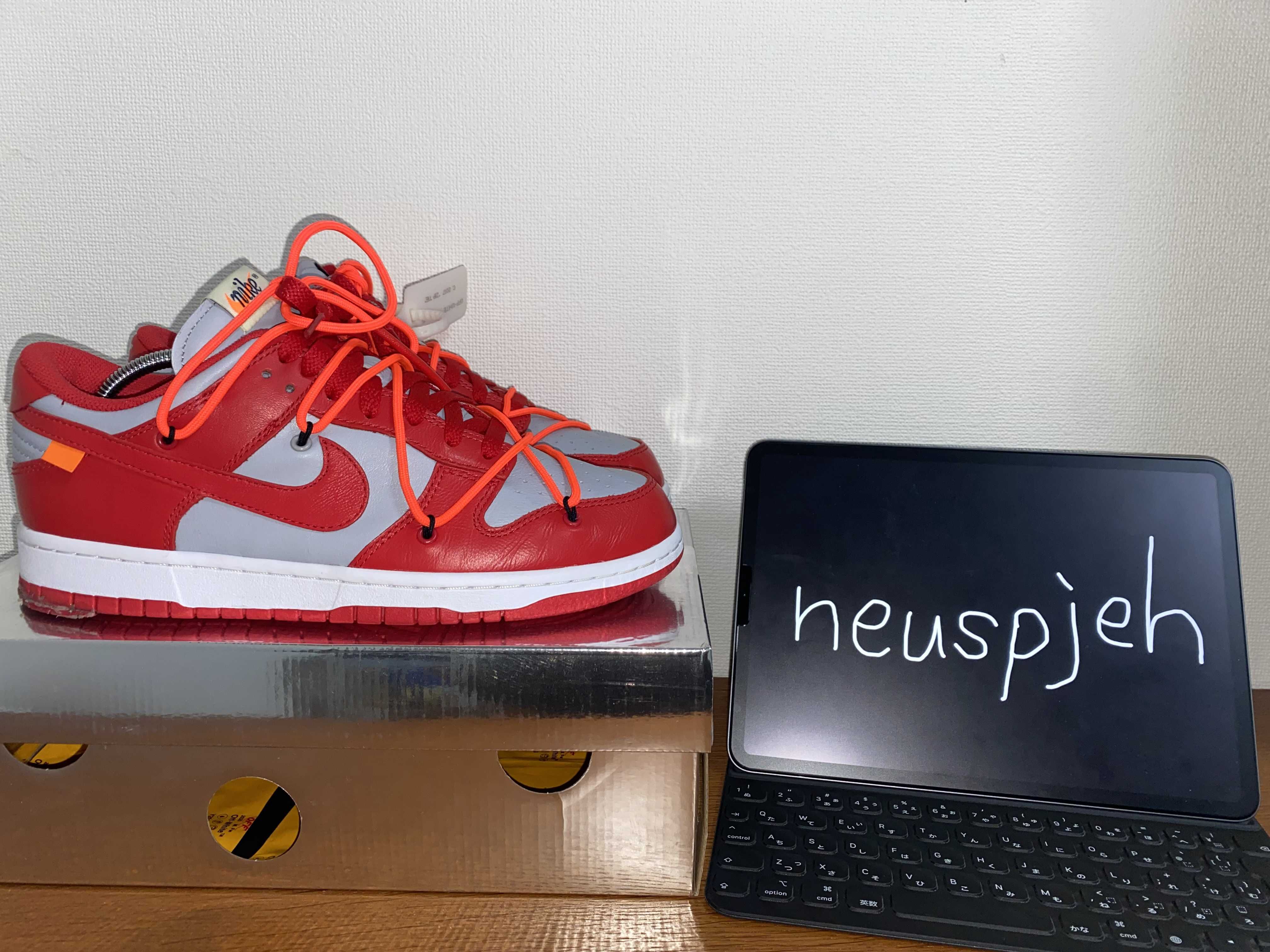 Off-White × Nike Dunk Low "University Red/Wolf Grey"