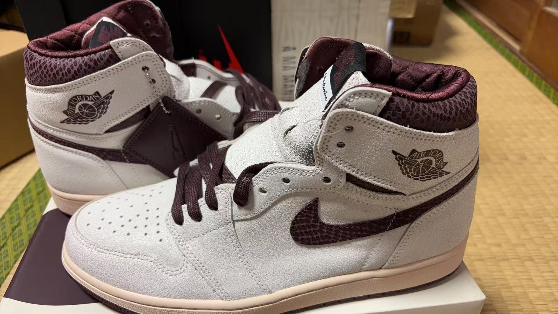 A Ma Maniere × Nike Air Jordan 1 Retro High OG "Sail and Burgundy"