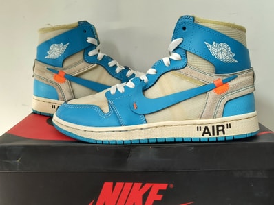 Off-White × Nike Air Jordan 1 High UNC "White/Dark Powder Blue"