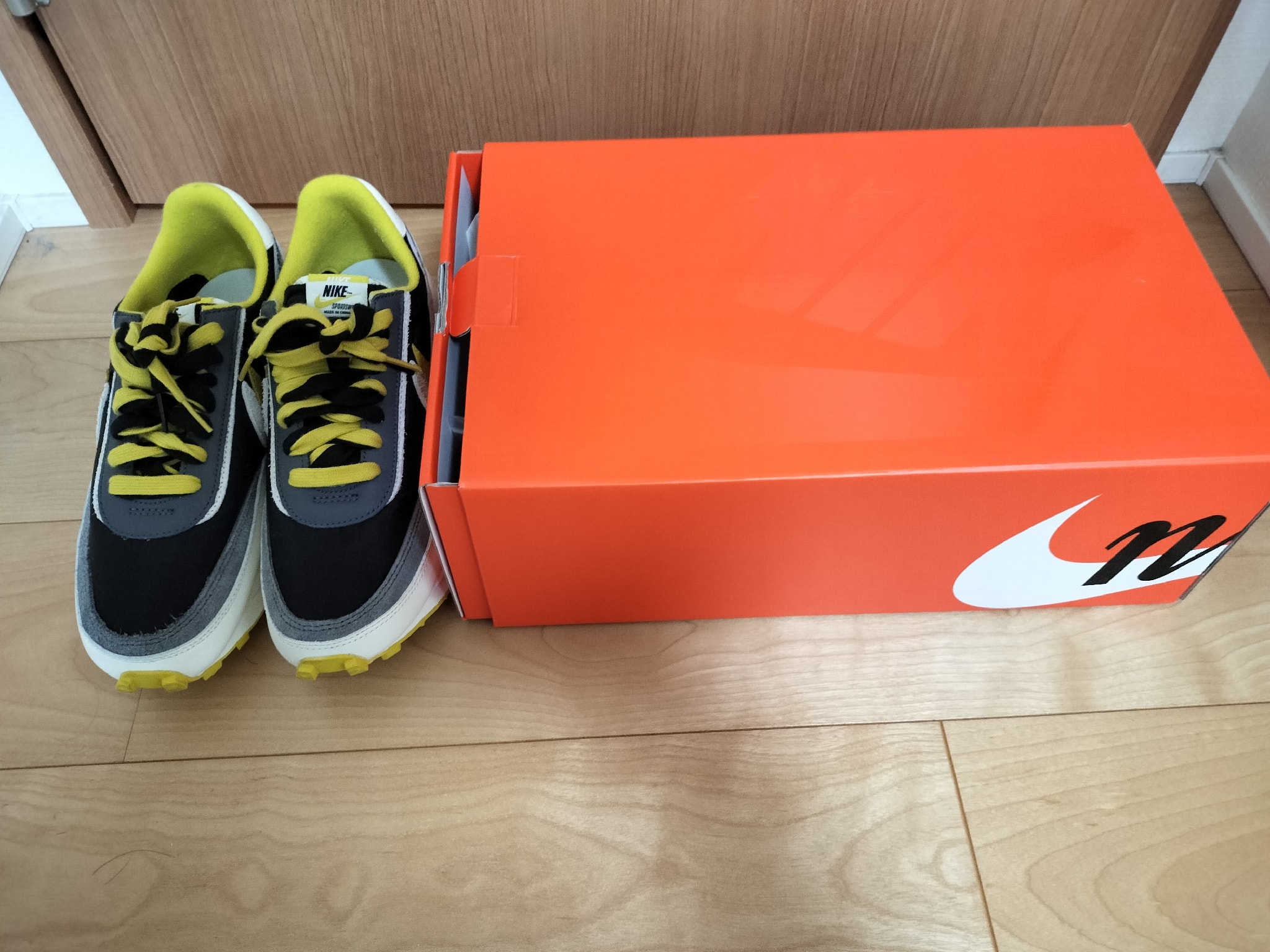 UNDERCOVER × sacai × Nike LD Waffle "Black/Sail-Dark Grey-Bright Citron"
