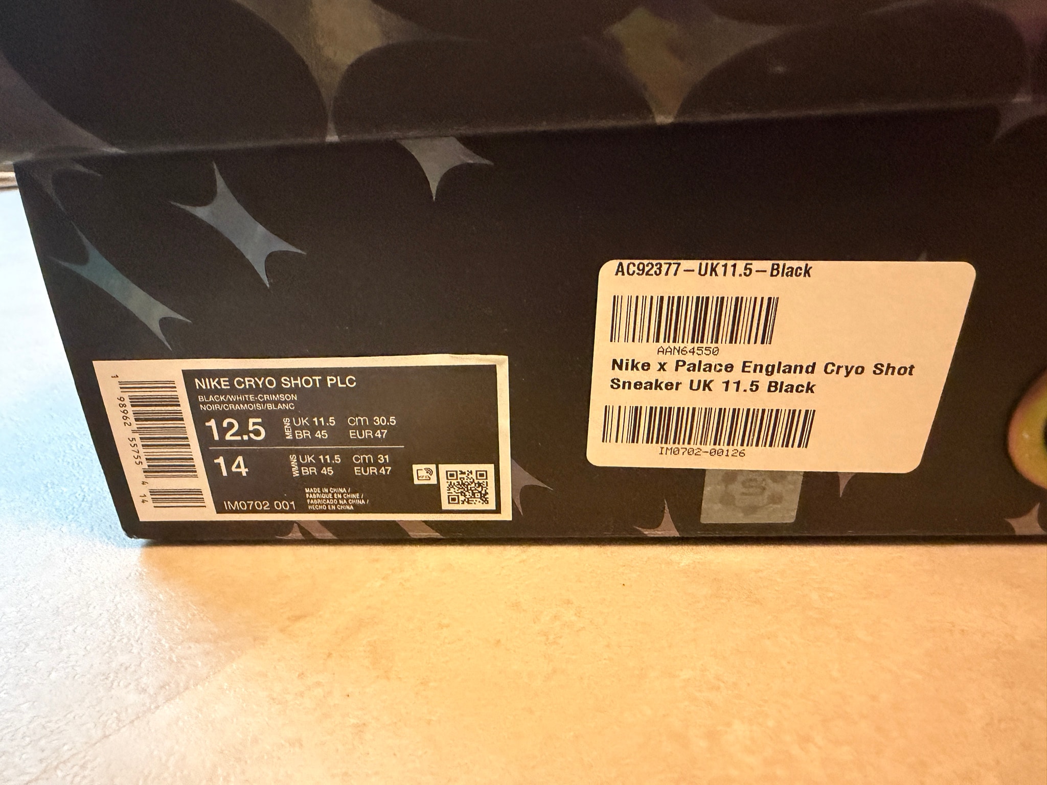 Palace Skateboards × Nike Cryoshot Air Speed M "World Cup/England/Black/Crimson"