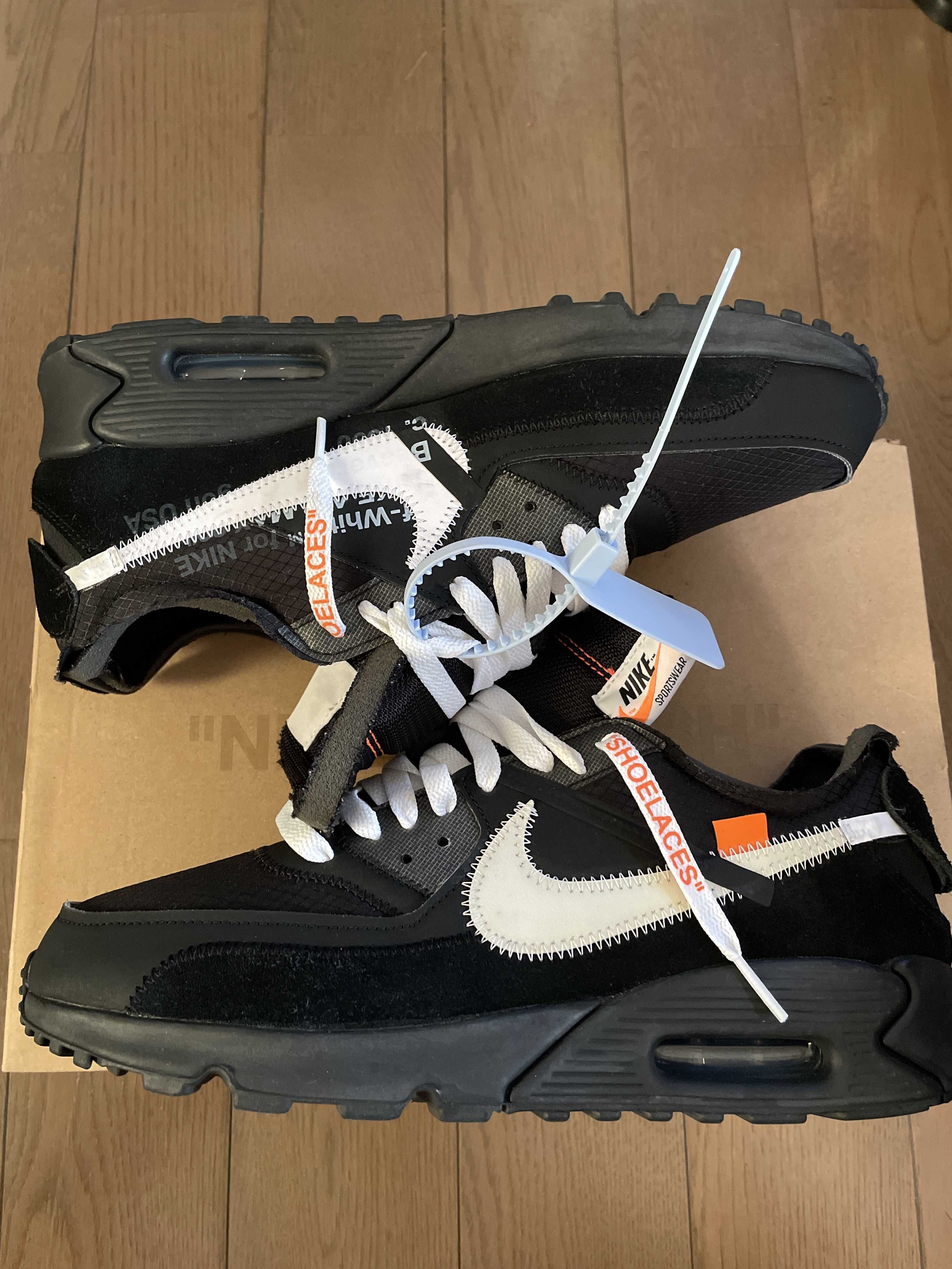 Off-White × Nike Air Max 90 "Black/Black-Cone-White"