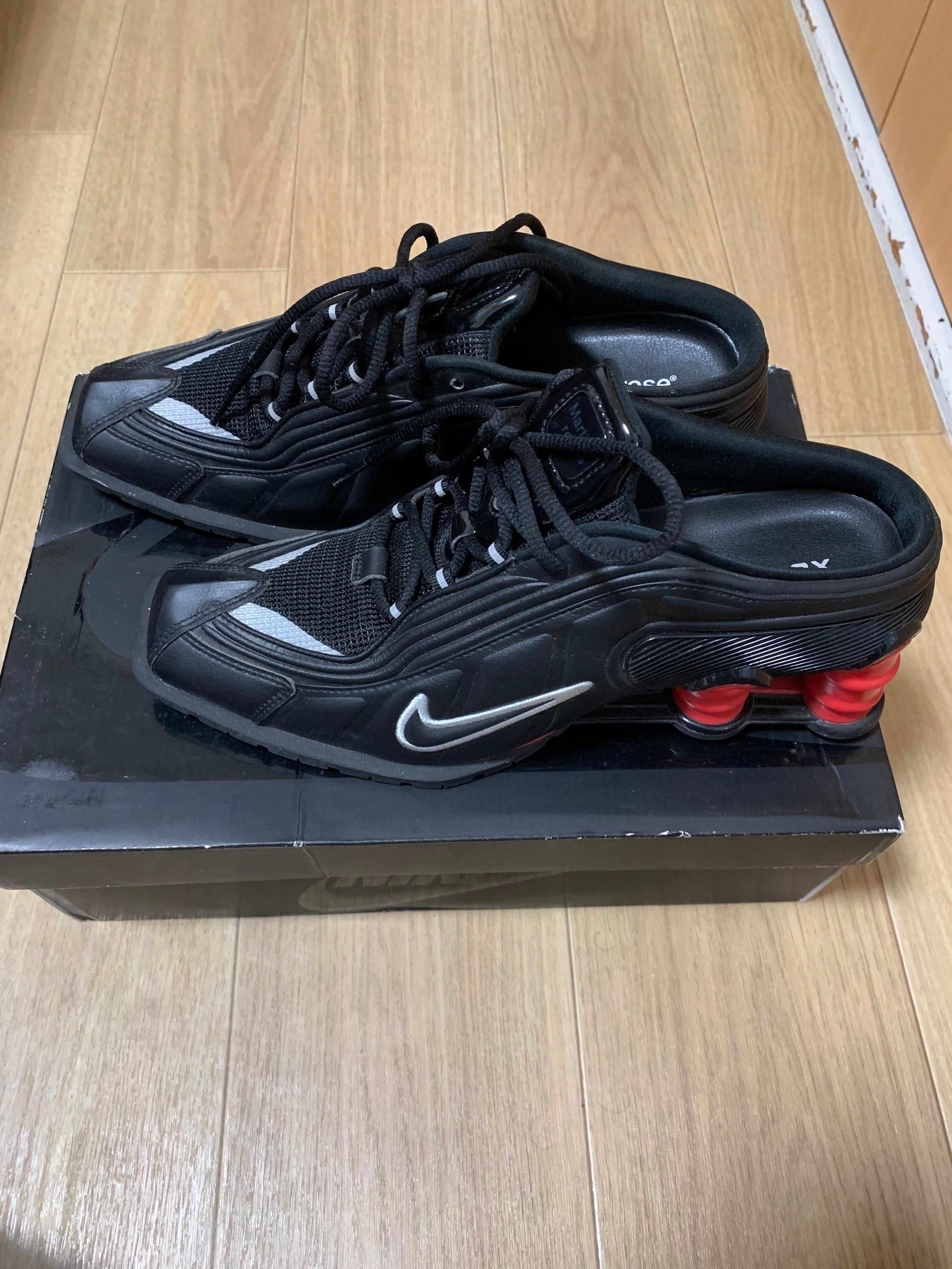 Martine Rose × Nike Women's Shox MR4 "Black/Metallic Silver Comet Red"