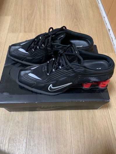 Martine Rose × Nike Women's Shox MR4 "Black/Metallic Silver Comet Red"