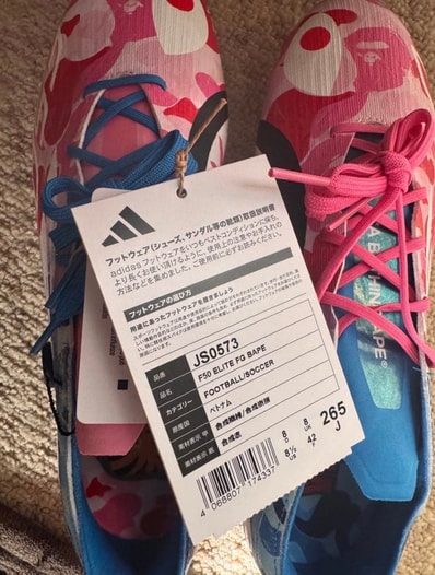 A BATHING APE × adidas F50 Elite FG "Clear Pink/Cloud White/Icey Blue"