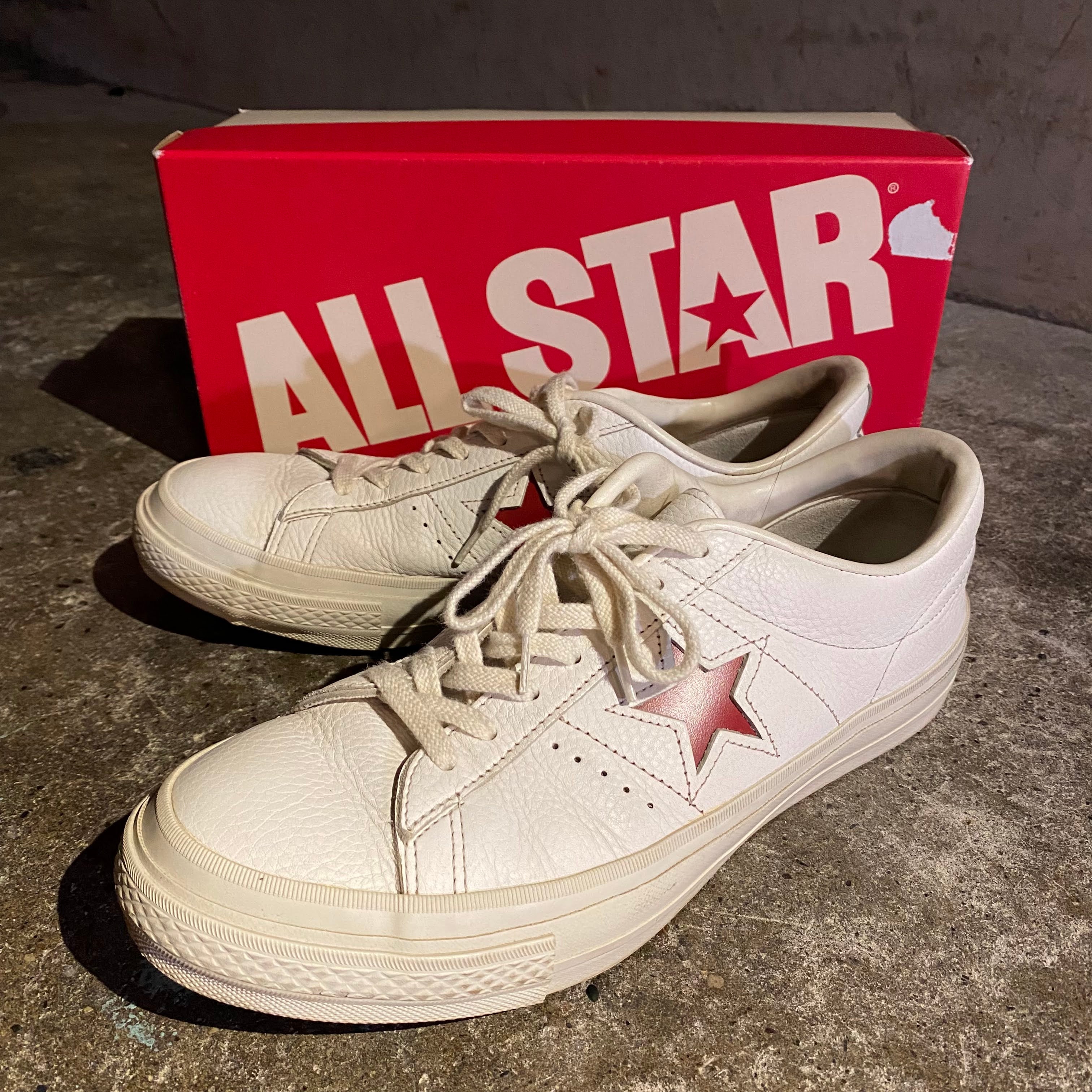 コンバース ワンスター J EB レザー "ホワイト/クリムゾンレッド"