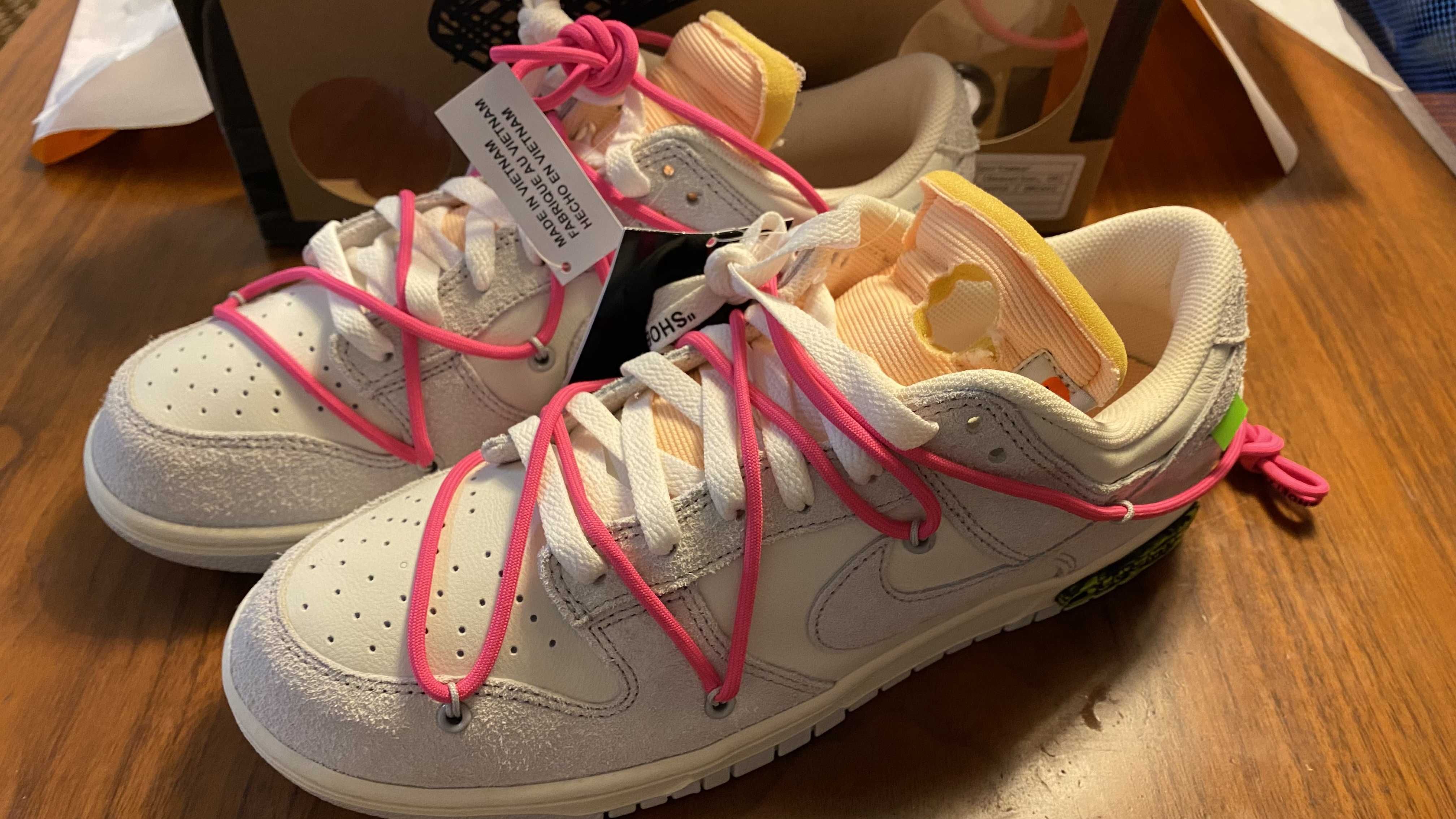 Off-White × Nike Dunk Low "Sail/Neutral Gray/Hyper Pink"