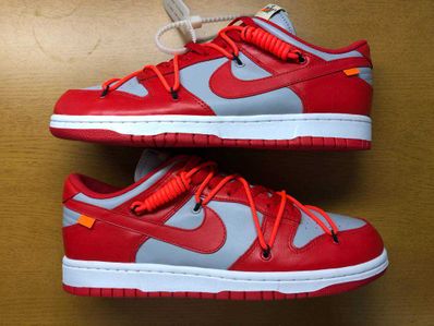 Off-White × Nike Dunk Low "University Red/Wolf Grey"