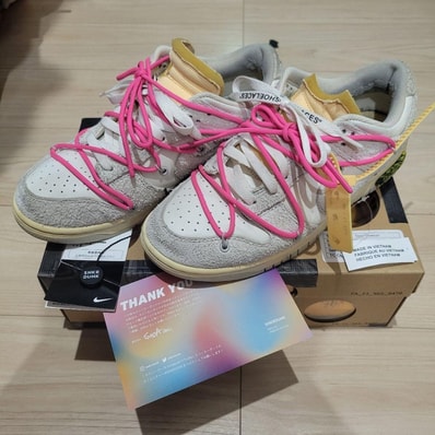 Off-White × Nike Dunk Low "Sail/Neutral Gray/Hyper Pink"