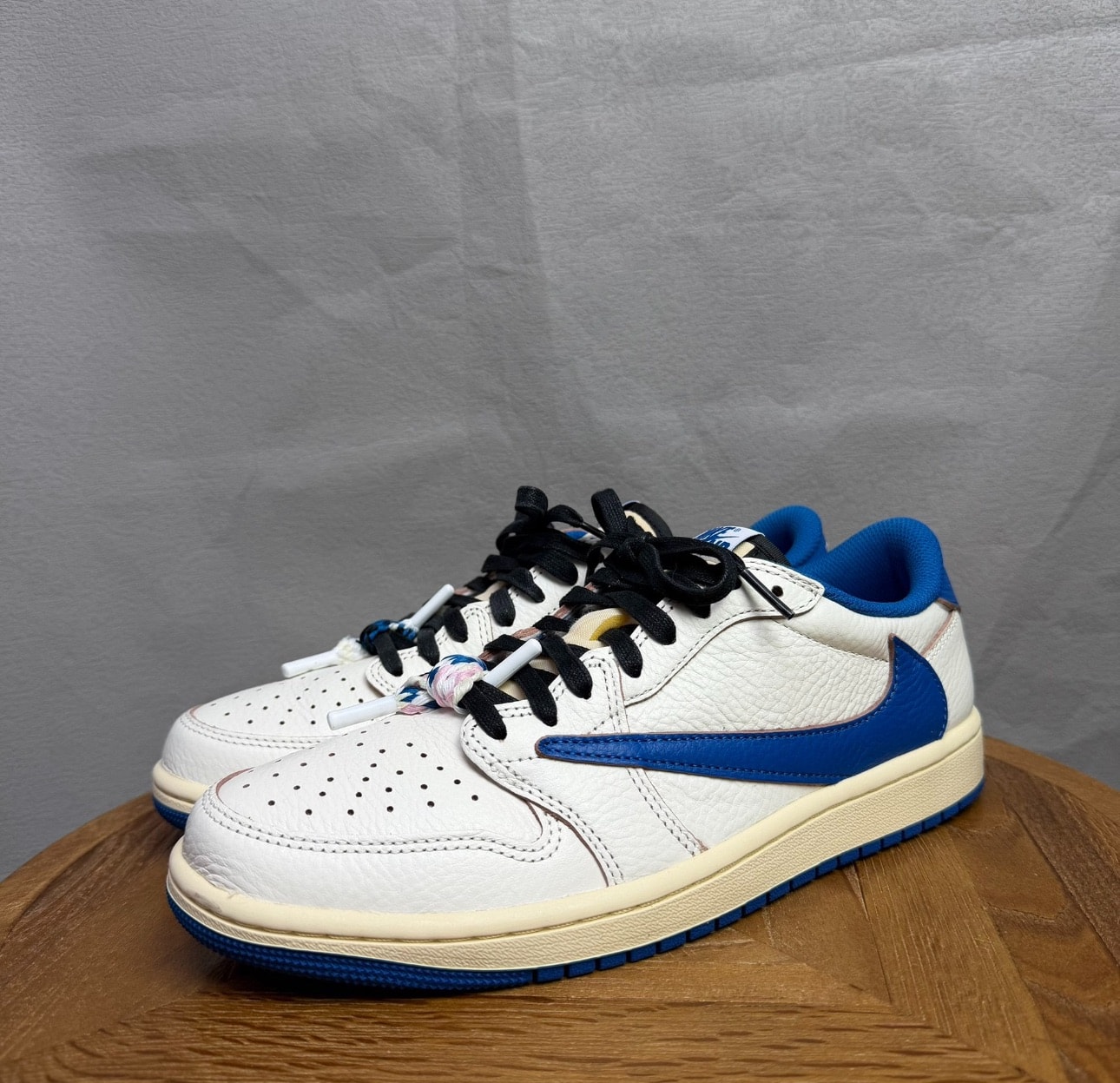Travis Scott × fragment design × Nike Air Jordan 1 Low OG "Sail/Military Blue"