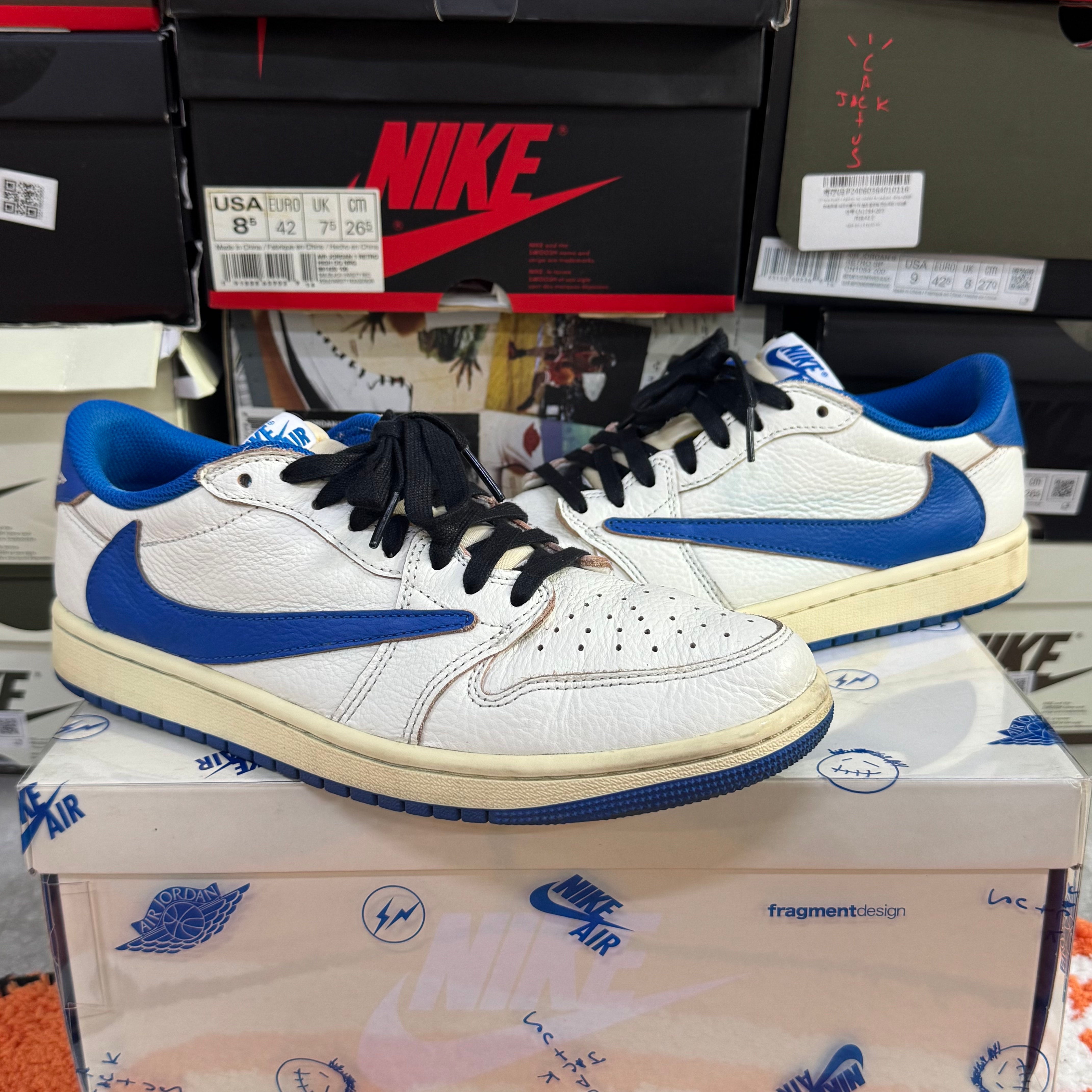 Travis Scott × fragment design × Nike Air Jordan 1 Low OG "Sail/Military Blue"