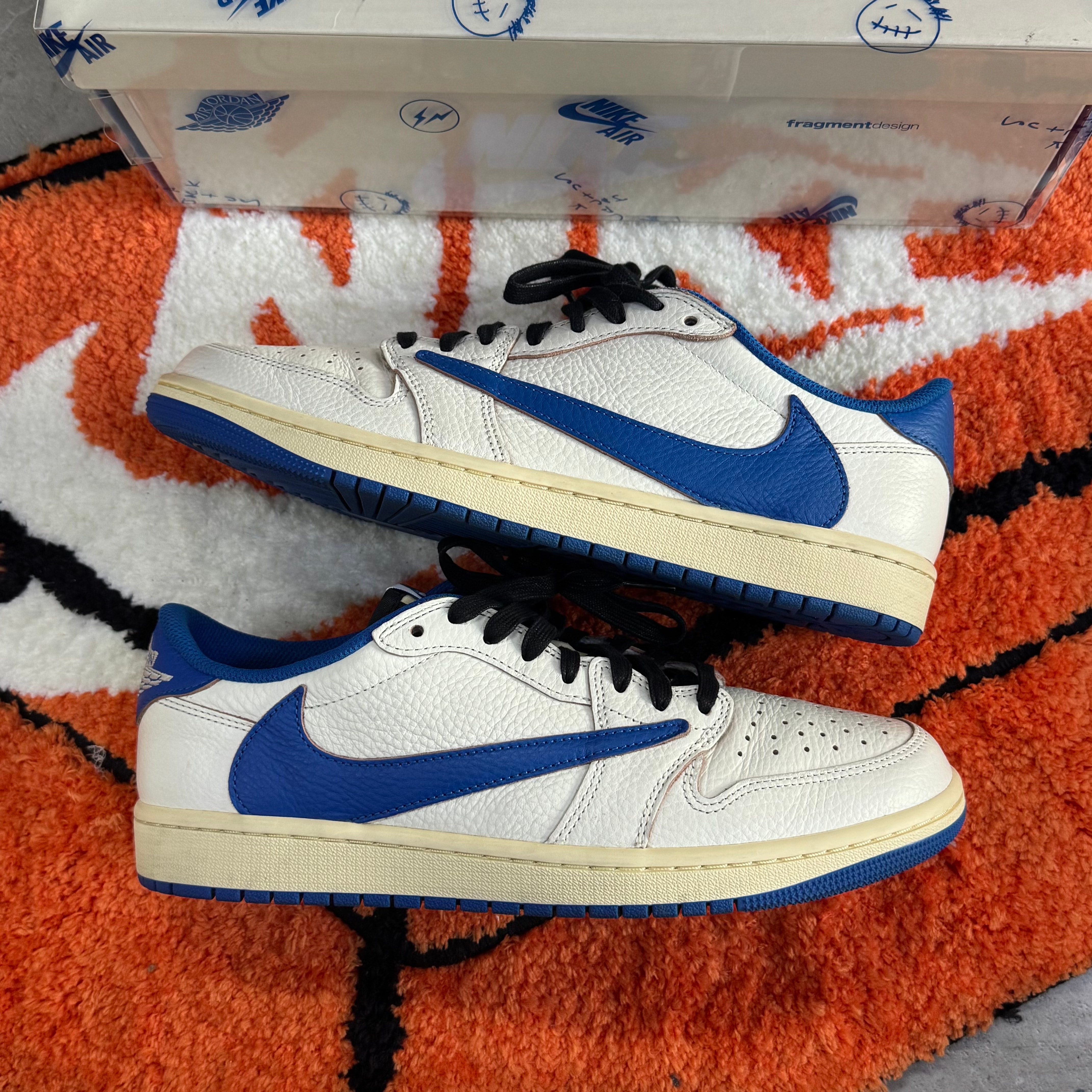 Travis Scott × fragment design × Nike Air Jordan 1 Low OG "Sail/Military Blue"