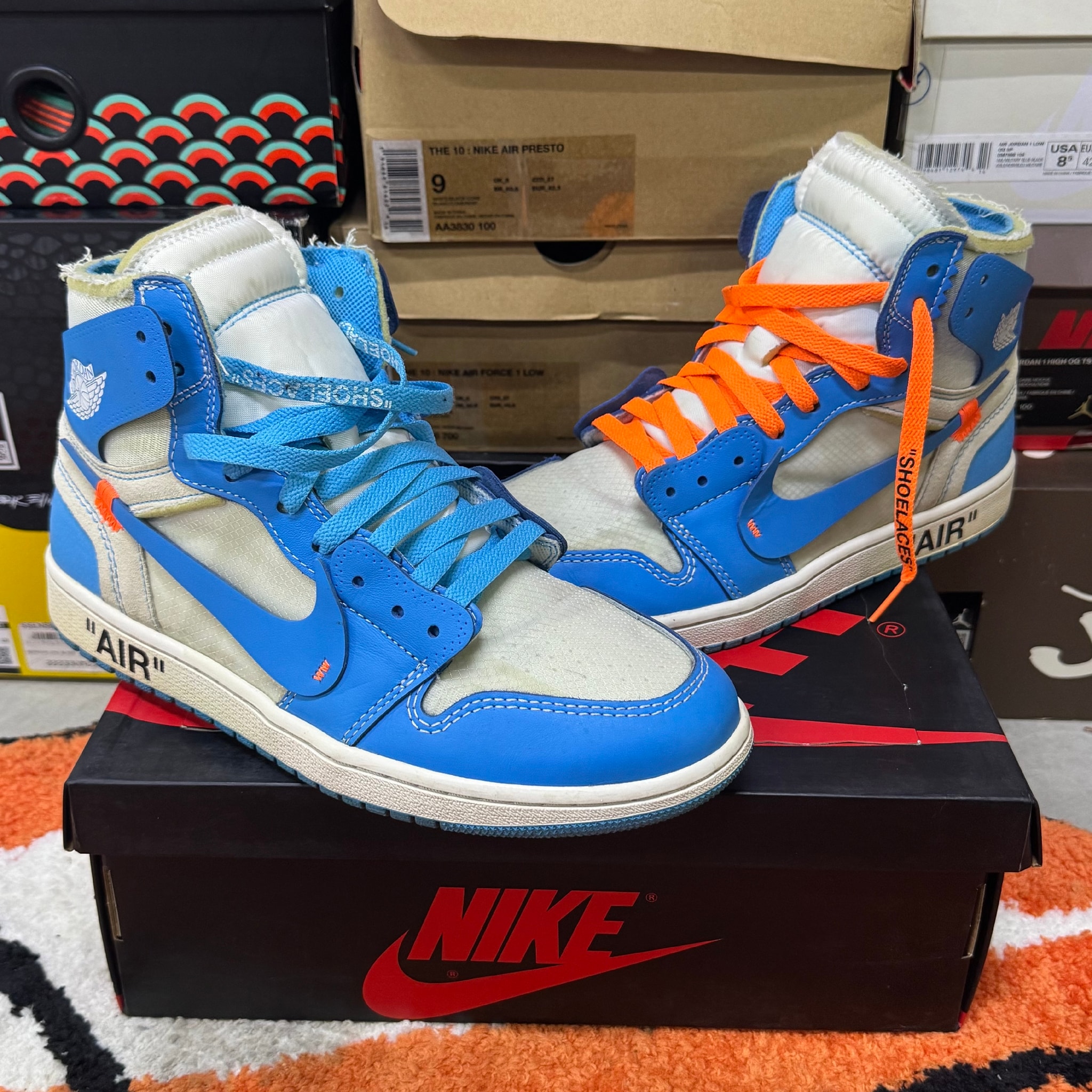 Off-White × Nike Air Jordan 1 High UNC "White/Dark Powder Blue"