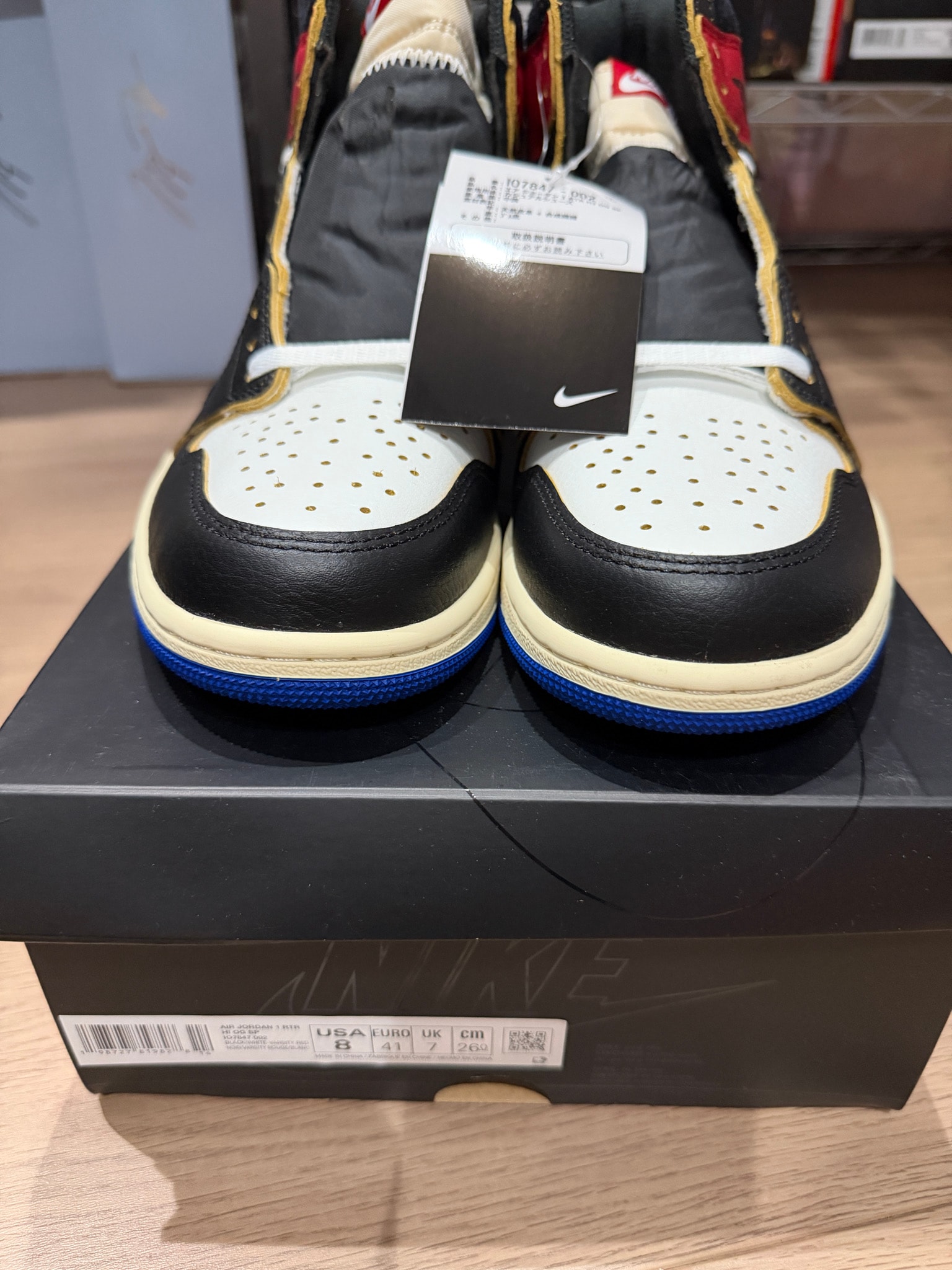 fragment design × UNION × Nike Air Jordan 1 High OG "Black/Varsity Red"