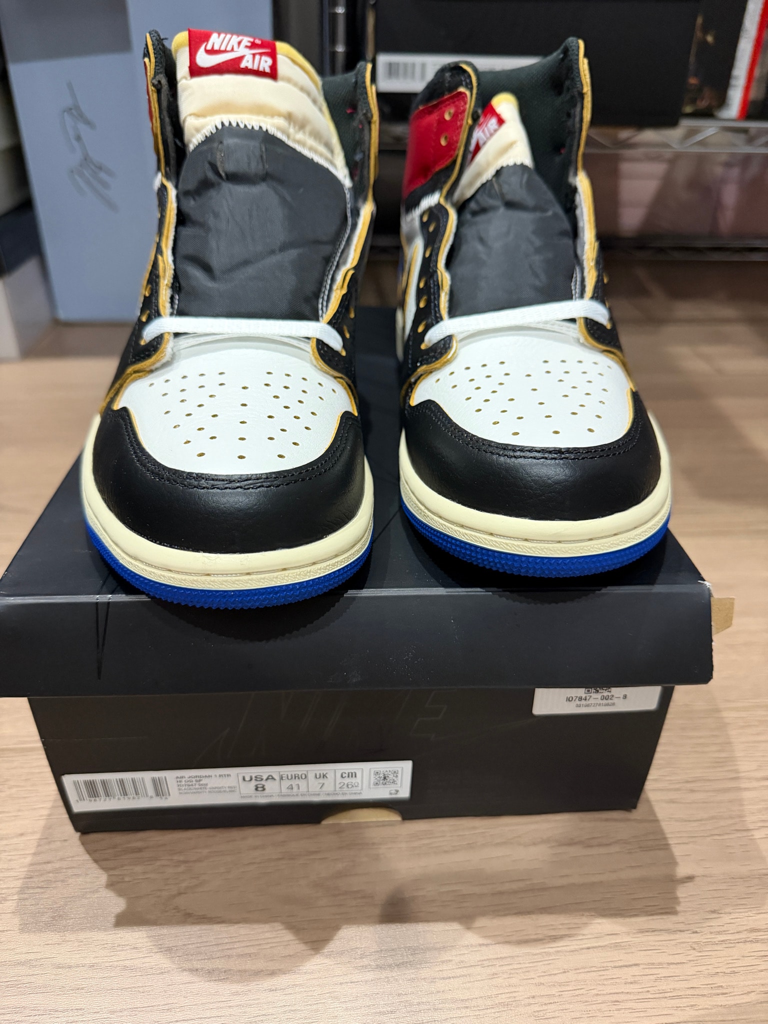 fragment design × UNION × Nike Air Jordan 1 High OG "Black/Varsity Red"