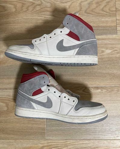 SNS×NIKE AIR JORDAN 1 MID "GREY/RED"
