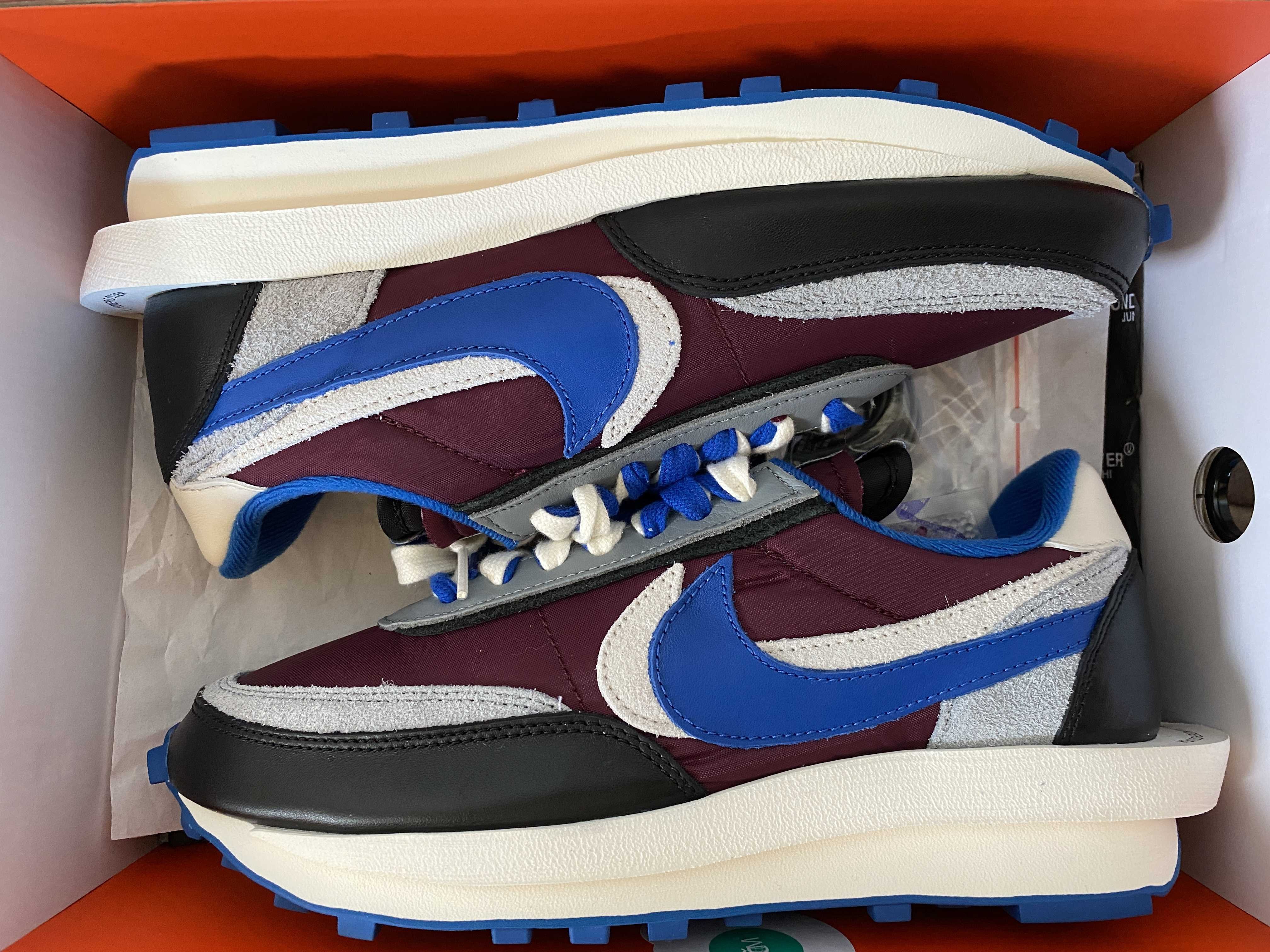 UNDERCOVER × sacai × Nike LD Waffle "Night Maroon/Pale Ivory-Ground Grey-Team Royal"