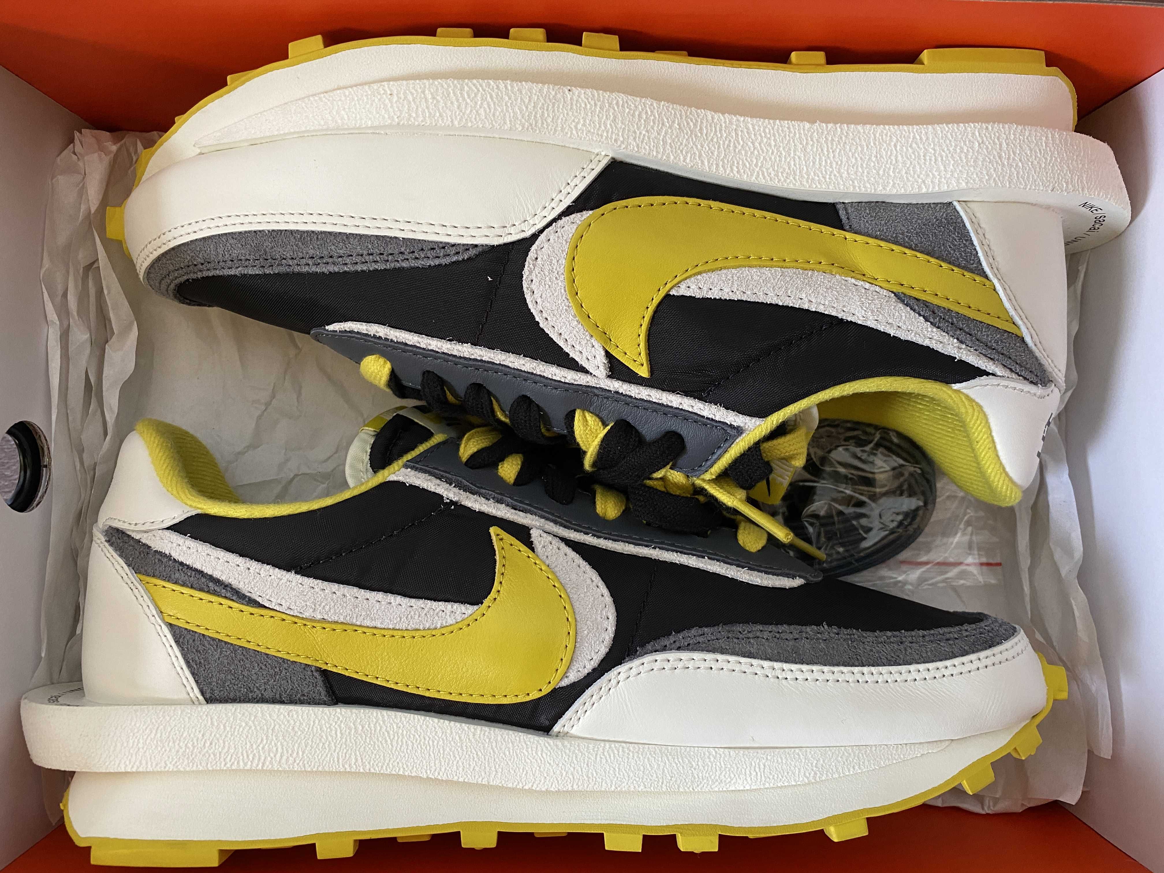 UNDERCOVER × sacai × Nike LD Waffle "Black/Sail-Dark Grey-Bright Citron"