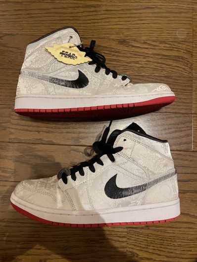 CLOT × Nike Air Jordan 1 Mid SE Fearless "White/Black/Red"