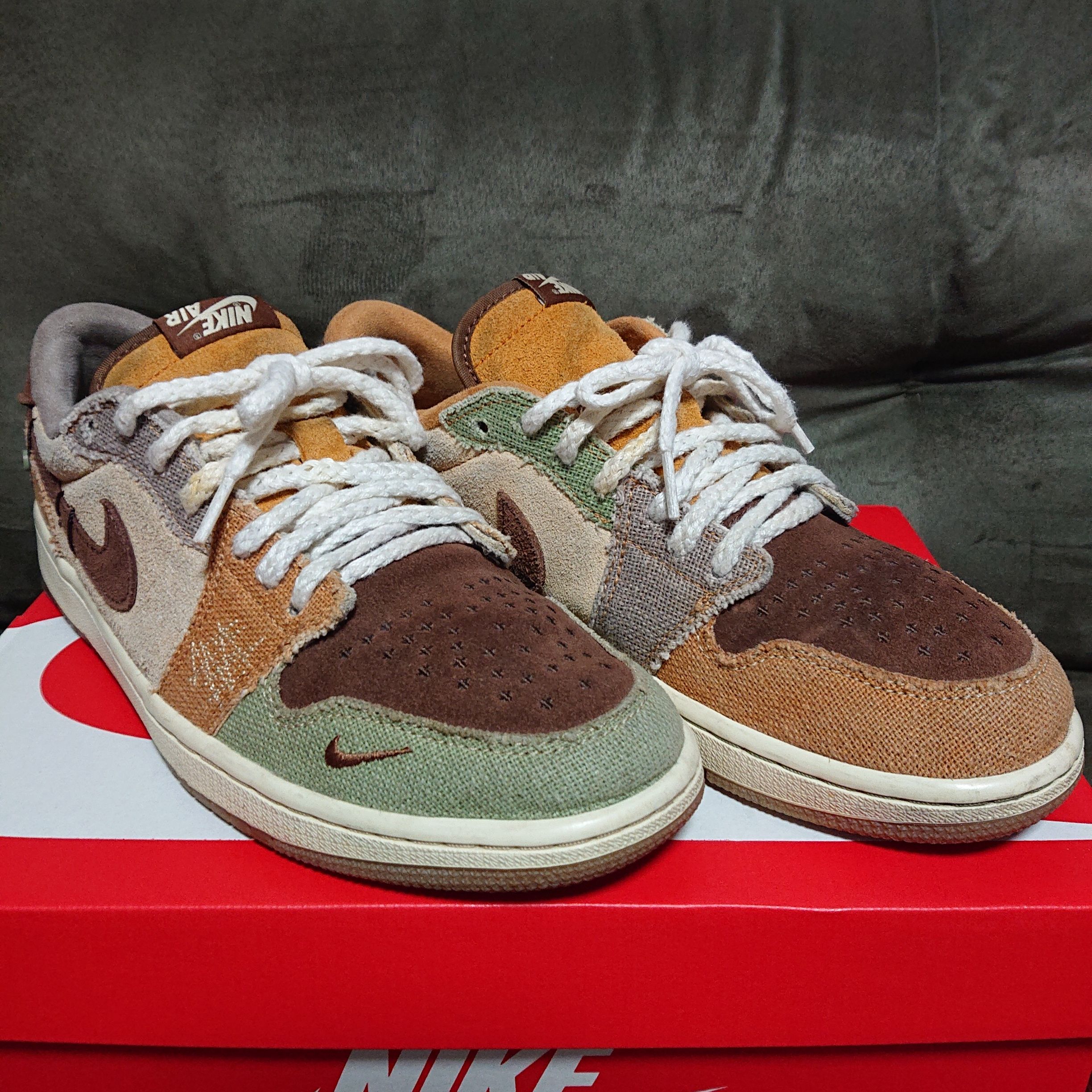 Zion Williamson × Nike Air Jordan 1 Low OG "Flax and Oil Green"