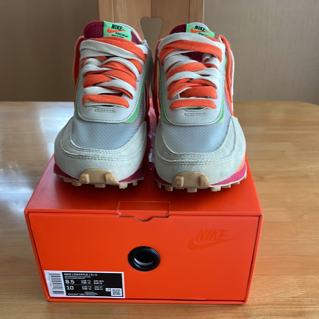 CLOT × Sacai × Nike LD Waffle "Orange Blaze"