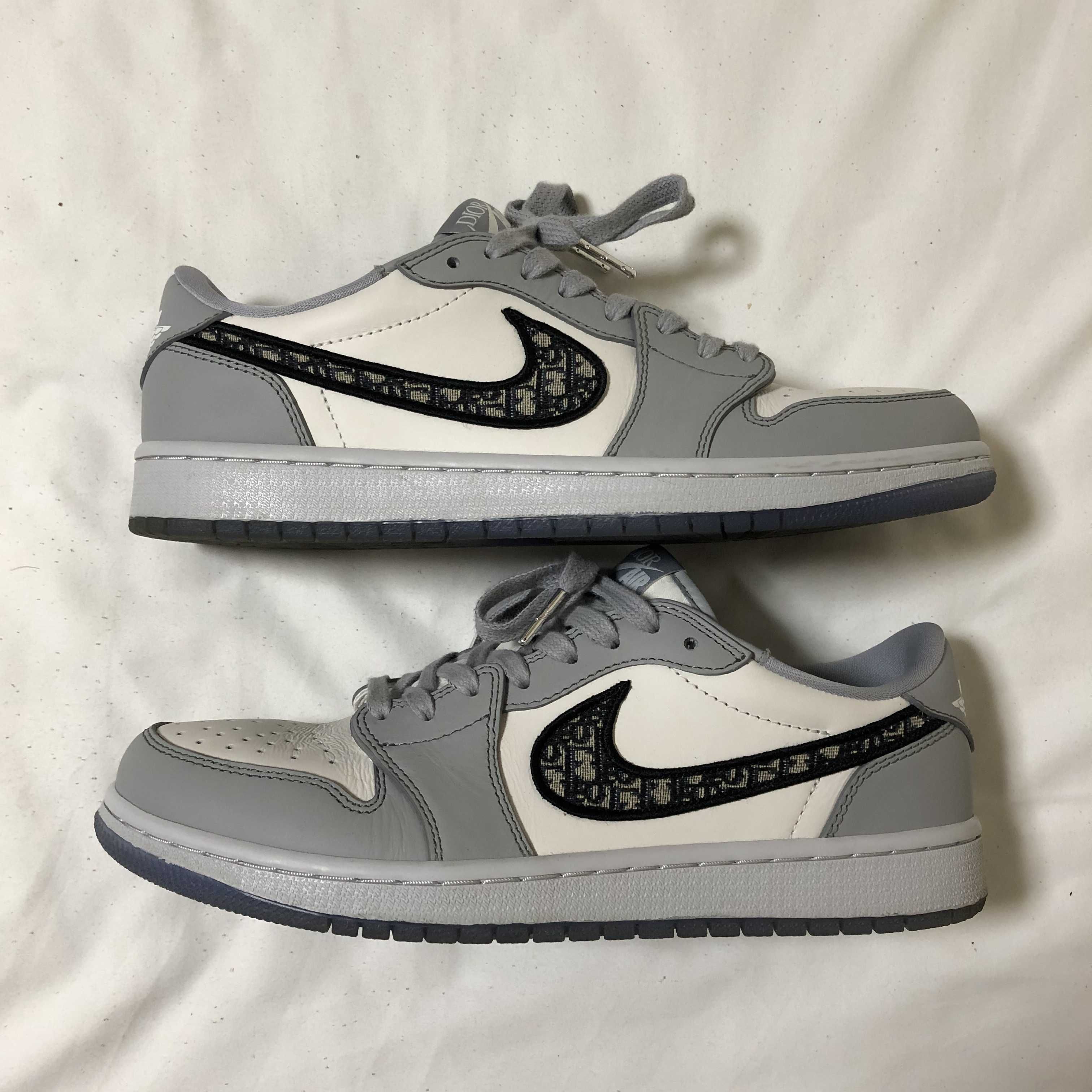 Dior × Nike Air Jordan 1 Low OG "Wolf Grey/Black-Sail-White"