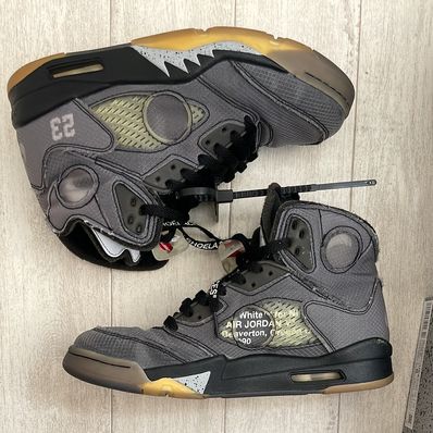 Off-White × Nike Air Jordan 5 "Black/Muslin/Fire Red"