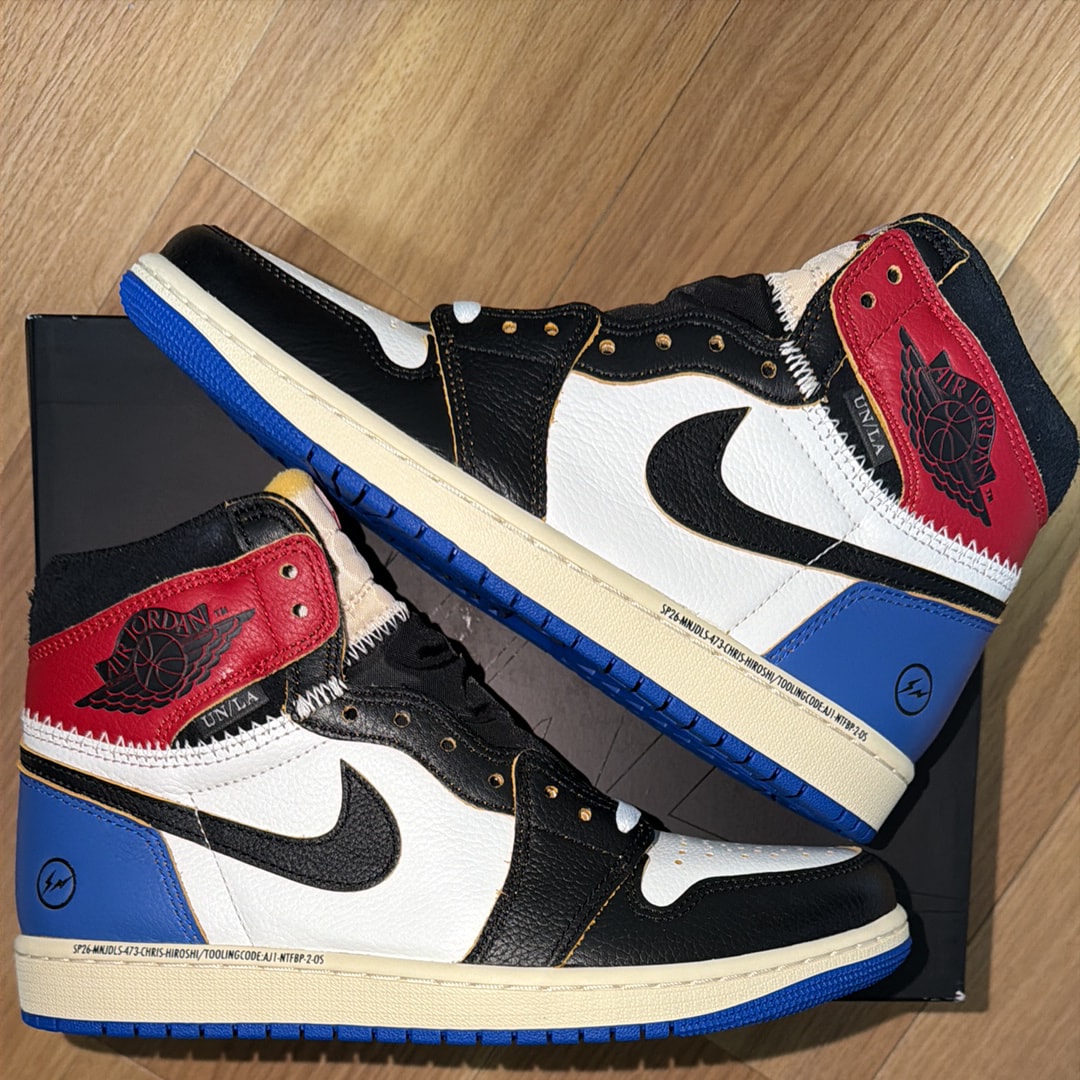 fragment design × UNION × Nike Air Jordan 1 High OG "Black/Varsity Red"