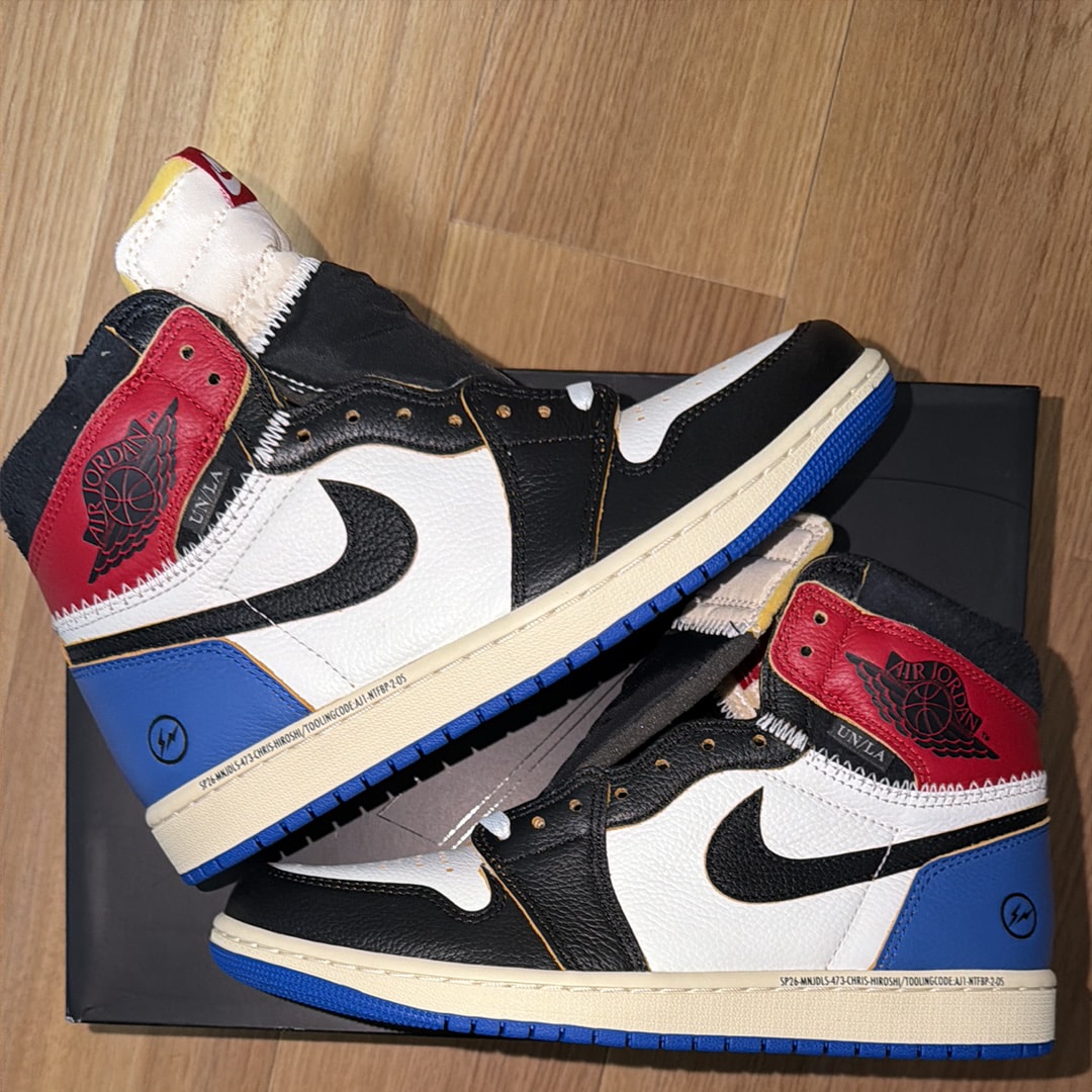 fragment design × UNION × Nike Air Jordan 1 High OG "Black/Varsity Red"