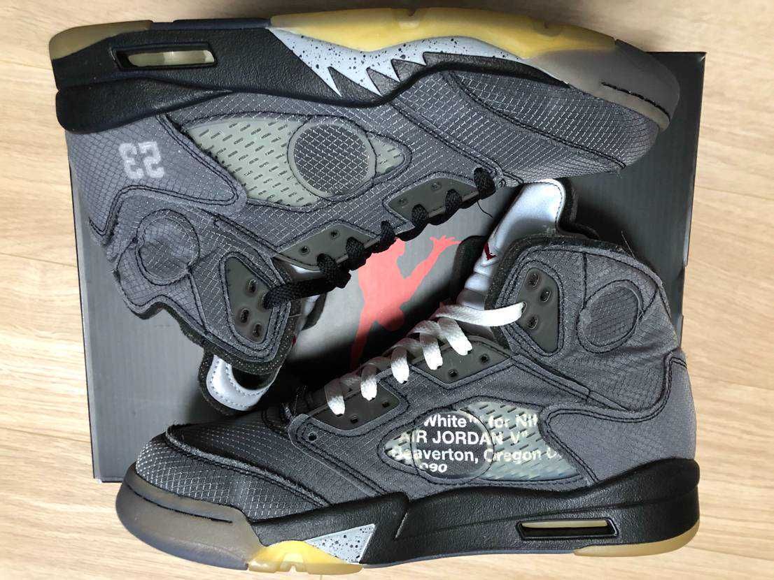 Off-White × Nike Air Jordan 5 "Black/Muslin/Fire Red"