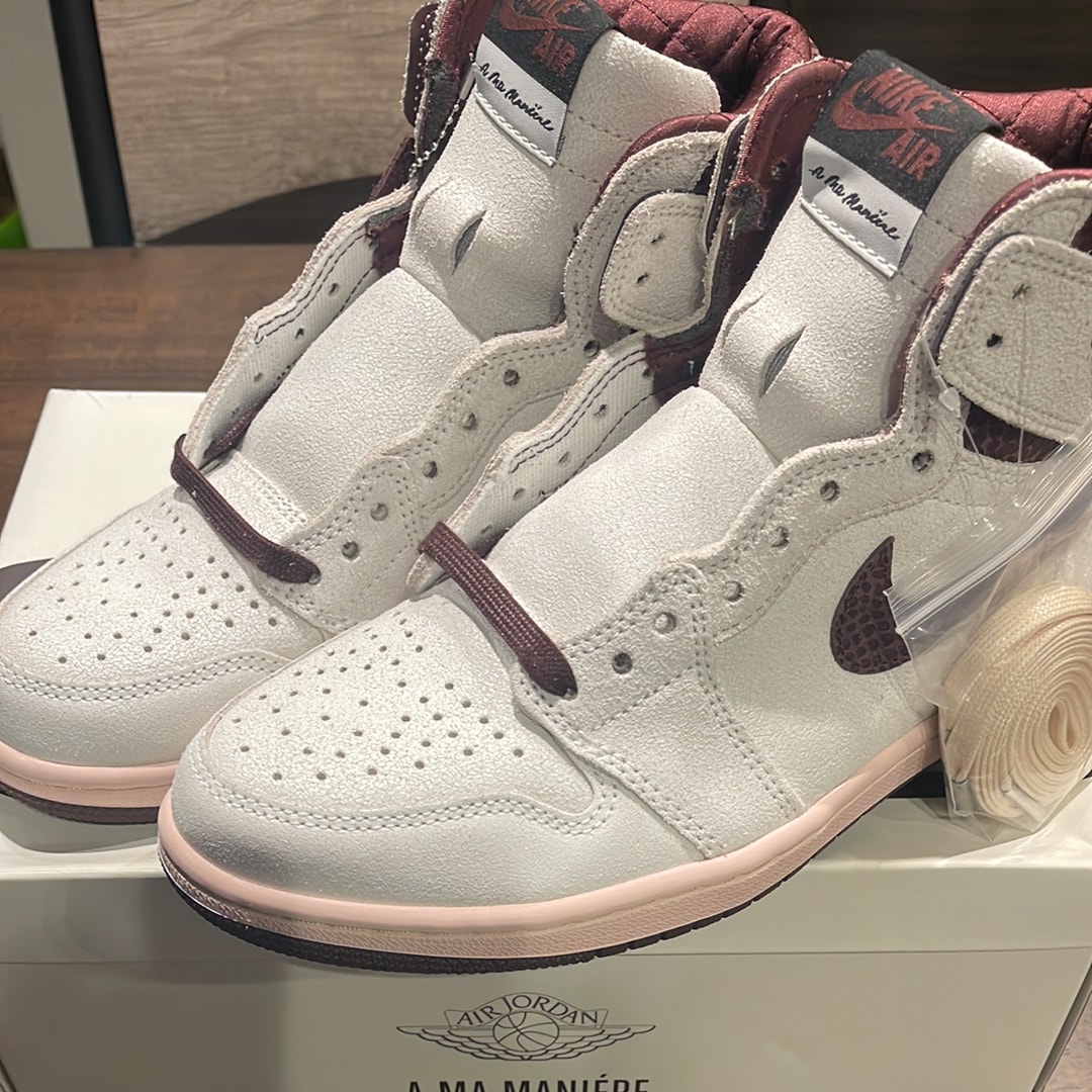 A Ma Maniere × Nike Air Jordan 1 Retro High OG "Sail and Burgundy"