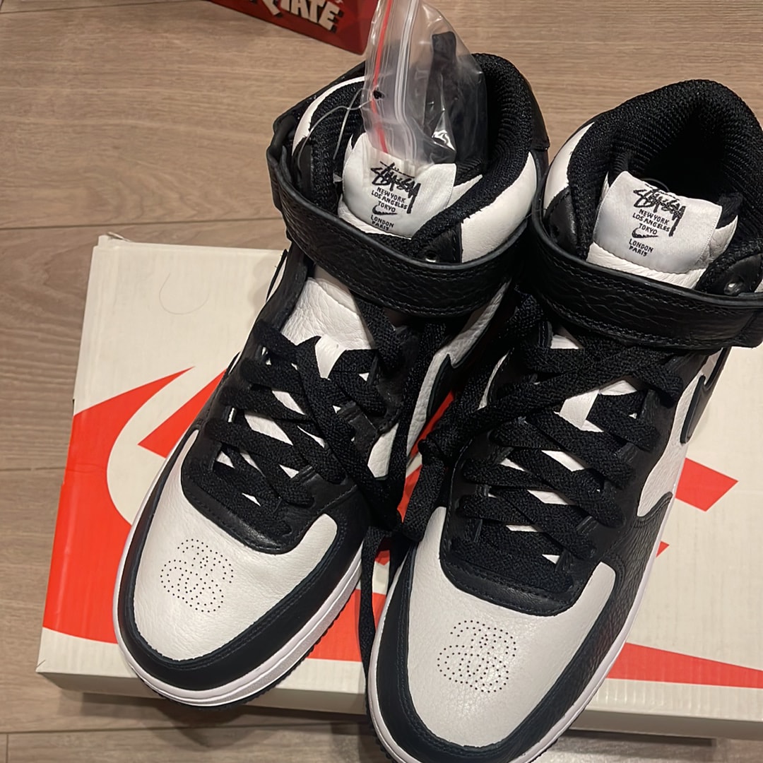 Stussy × Nike Air Force 1 Mid "Black and Light Bone"