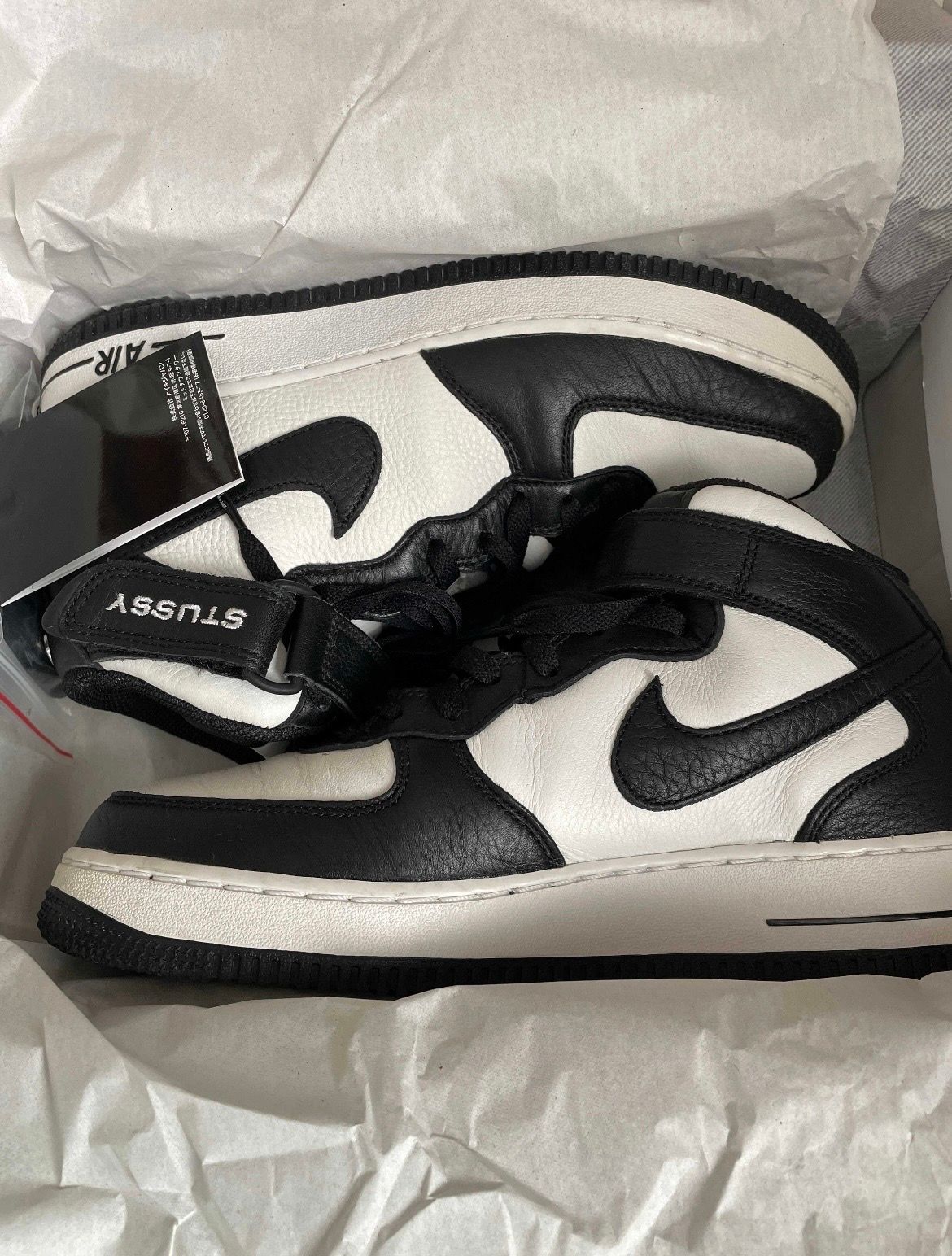 Stussy × Nike Air Force 1 Mid "Black and Light Bone"