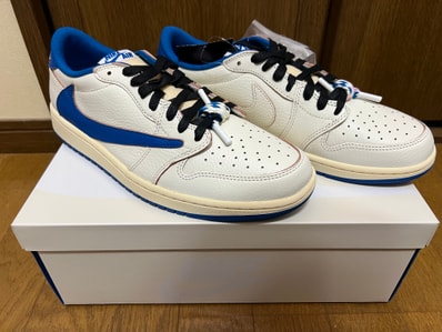Travis Scott × fragment design × Nike Air Jordan 1 Low OG "Sail/Military Blue"