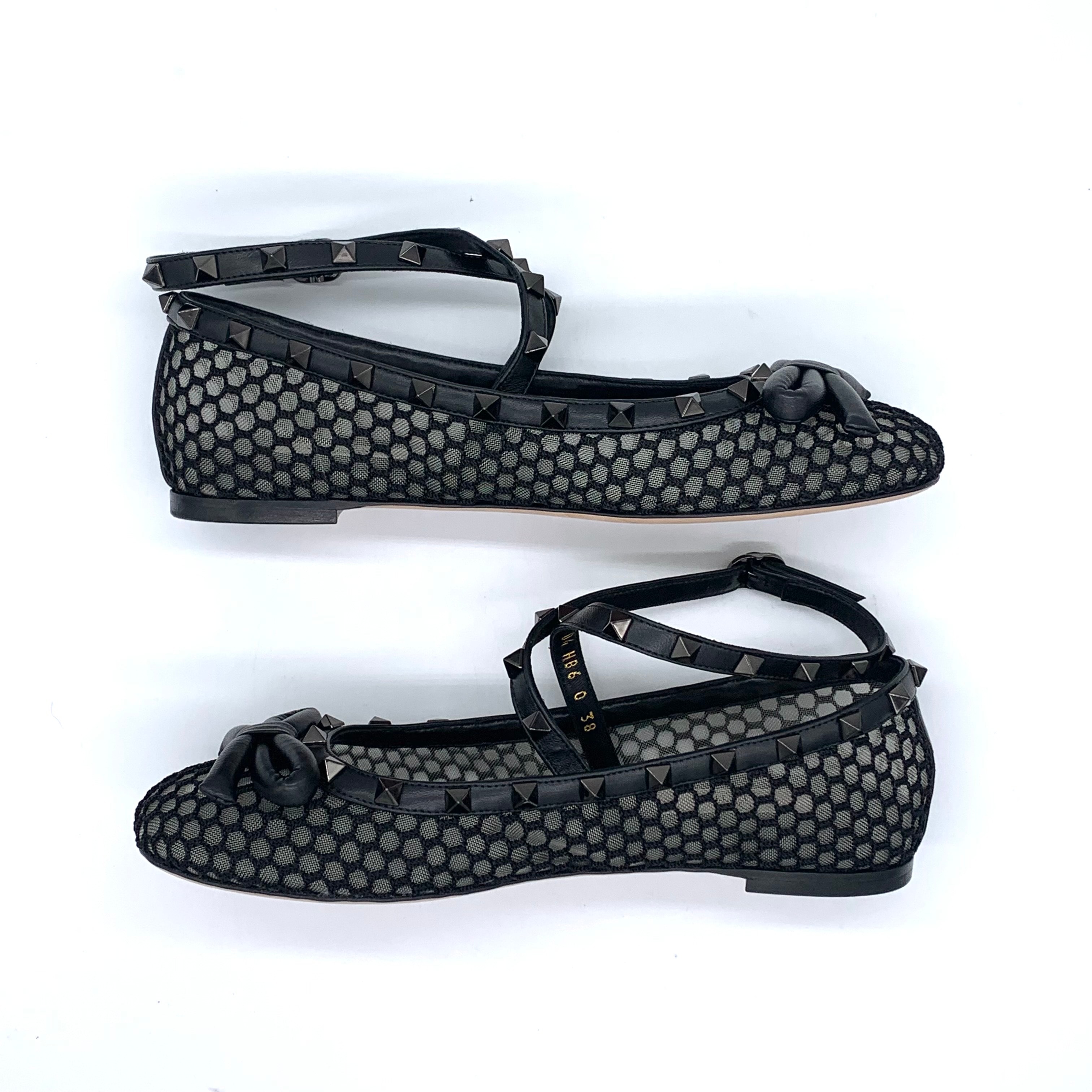 Valentino Garavani Women's Mesh Rockstud Ballerinas "Black"