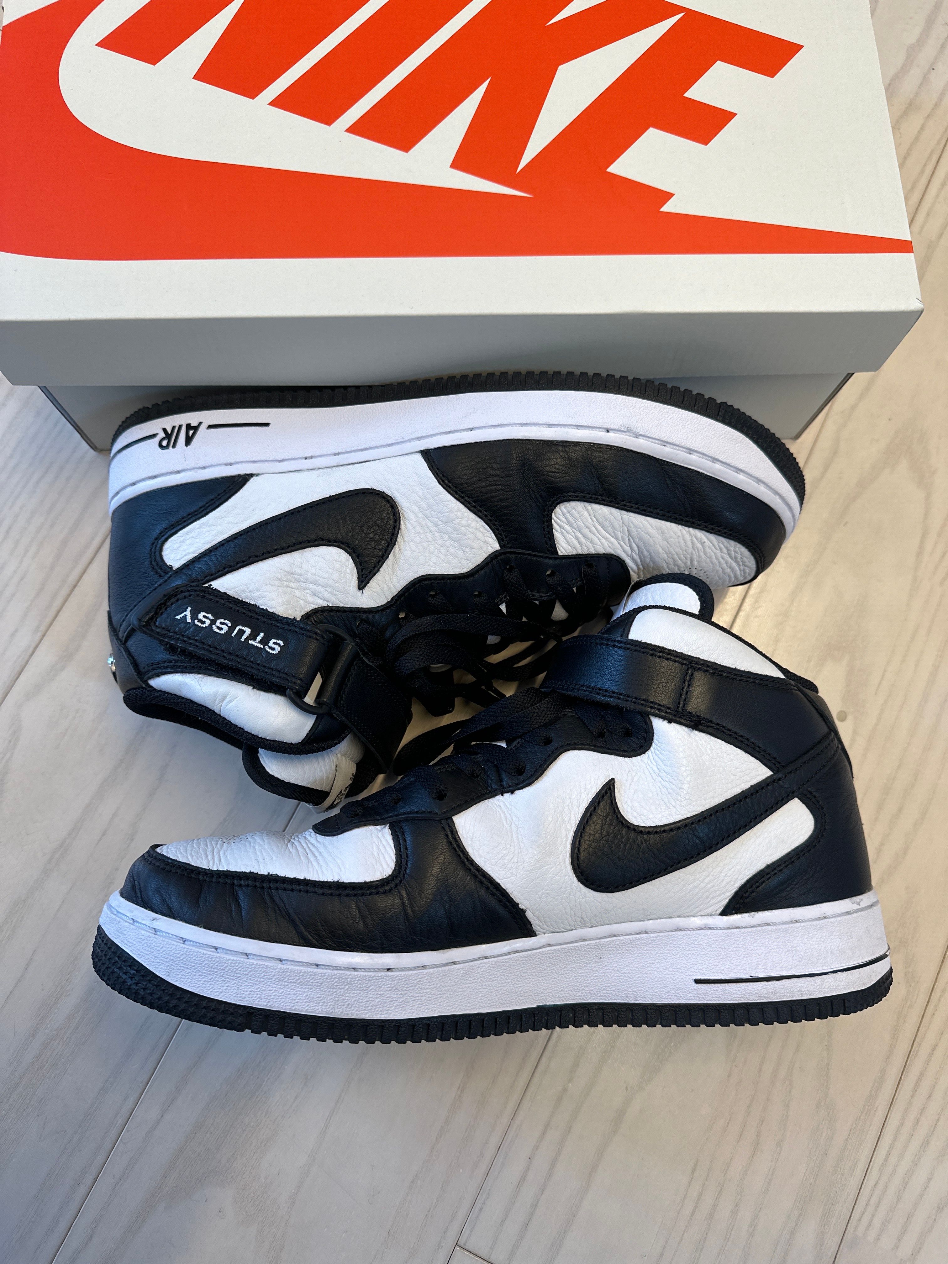Stussy × Nike Air Force 1 Mid "Black and Light Bone"