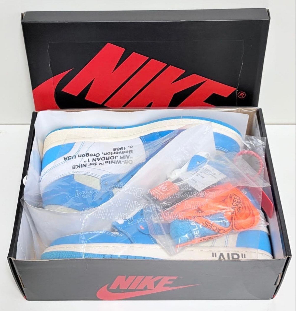 Off-White × Nike Air Jordan 1 High UNC "White/Dark Powder Blue"