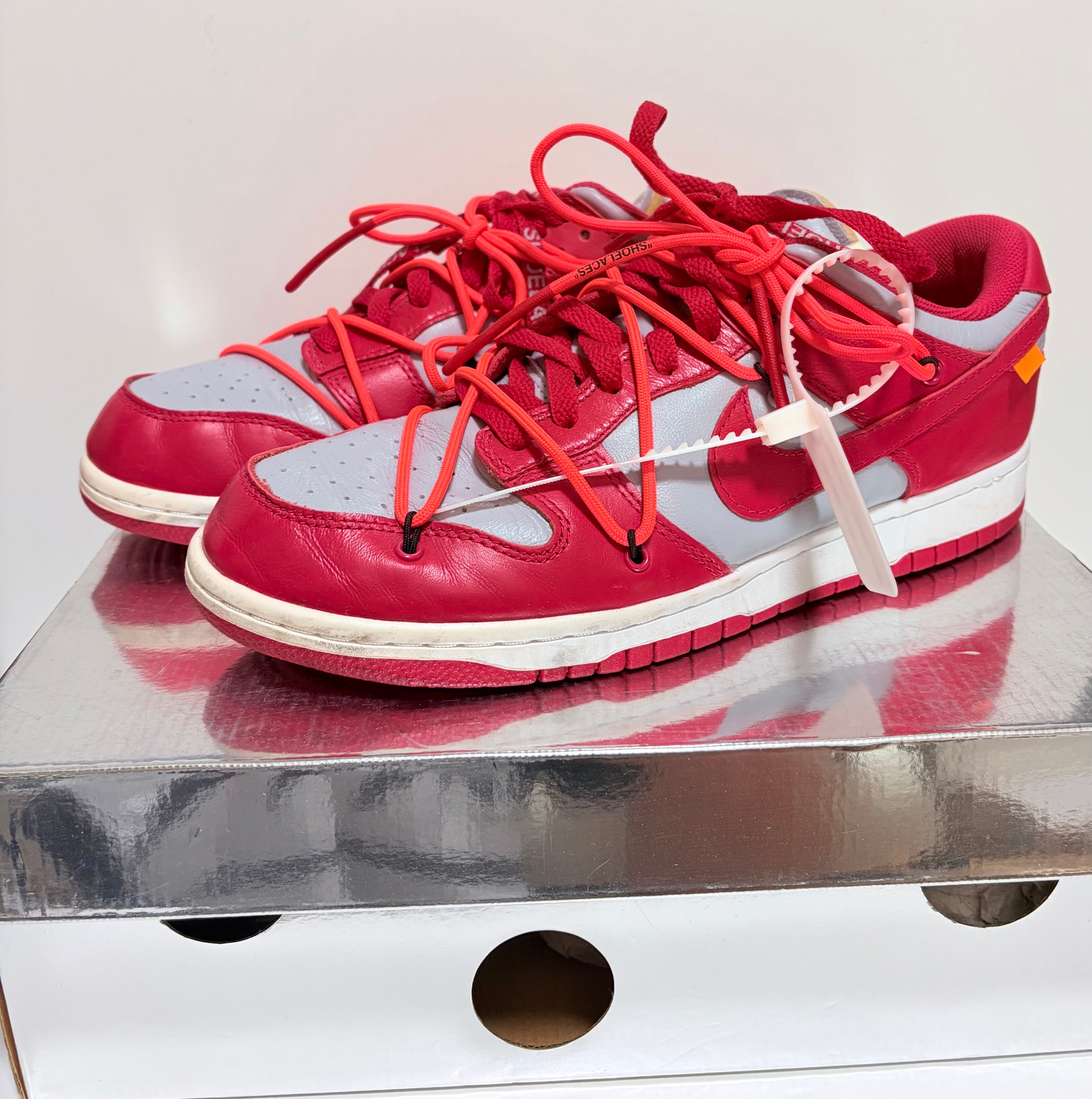 Off-White × Nike Dunk Low "University Red/Wolf Grey"