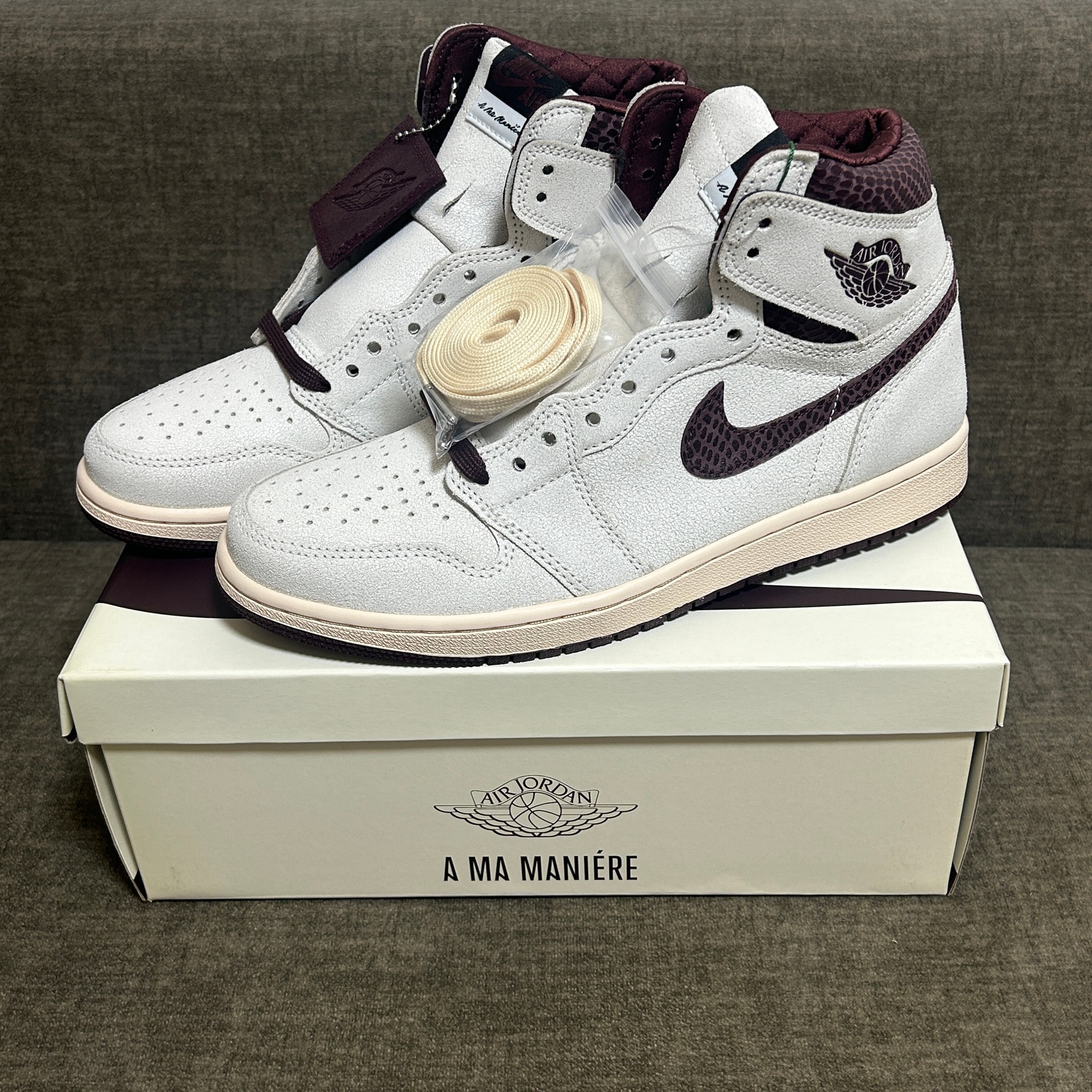 A Ma Maniere × Nike Air Jordan 1 Retro High OG "Sail and Burgundy"