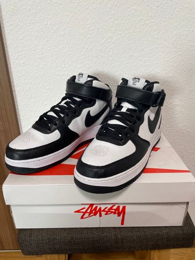 Stussy × Nike Air Force 1 Mid "Black and Light Bone"