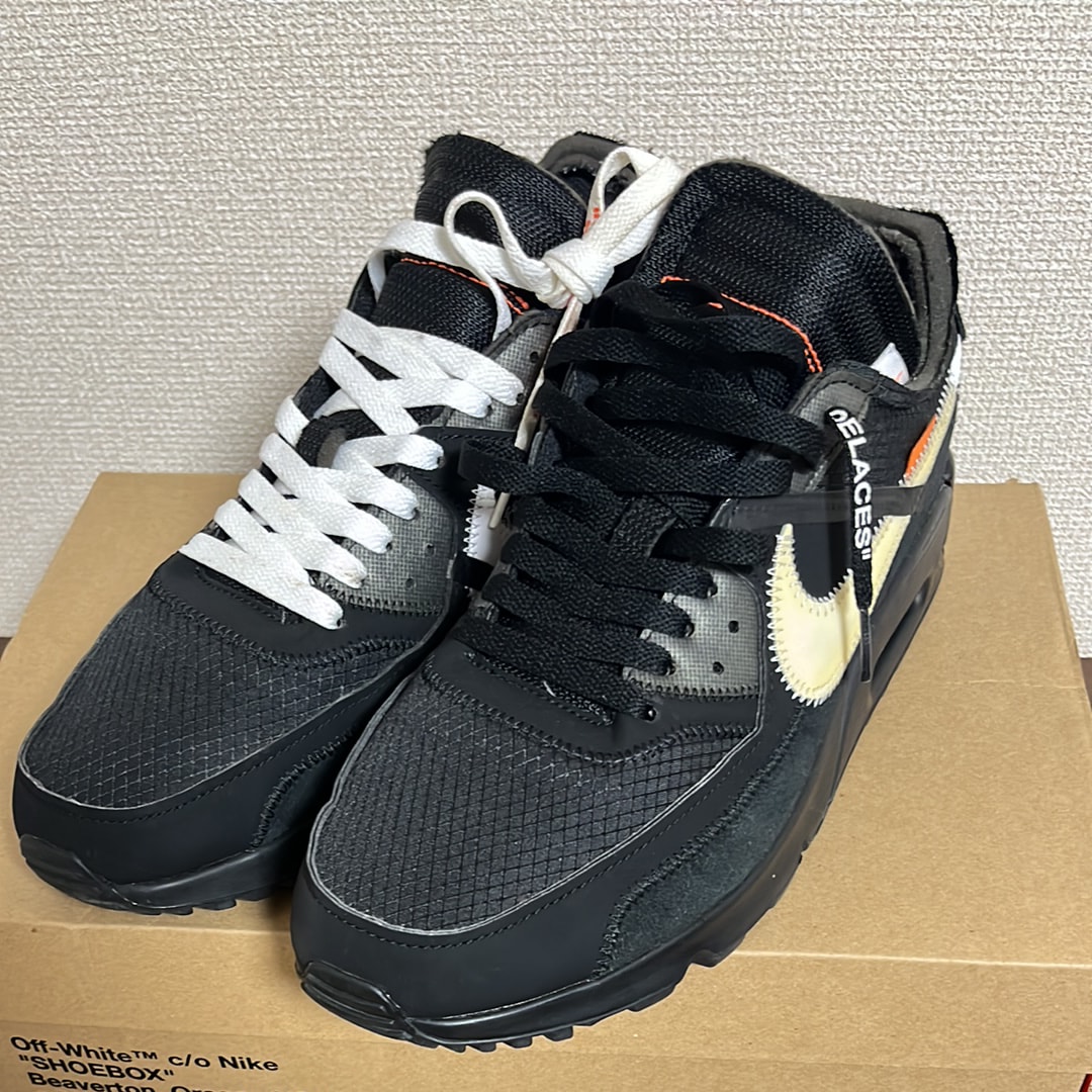 Off-White × Nike Air Max 90 "Black/Black-Cone-White"