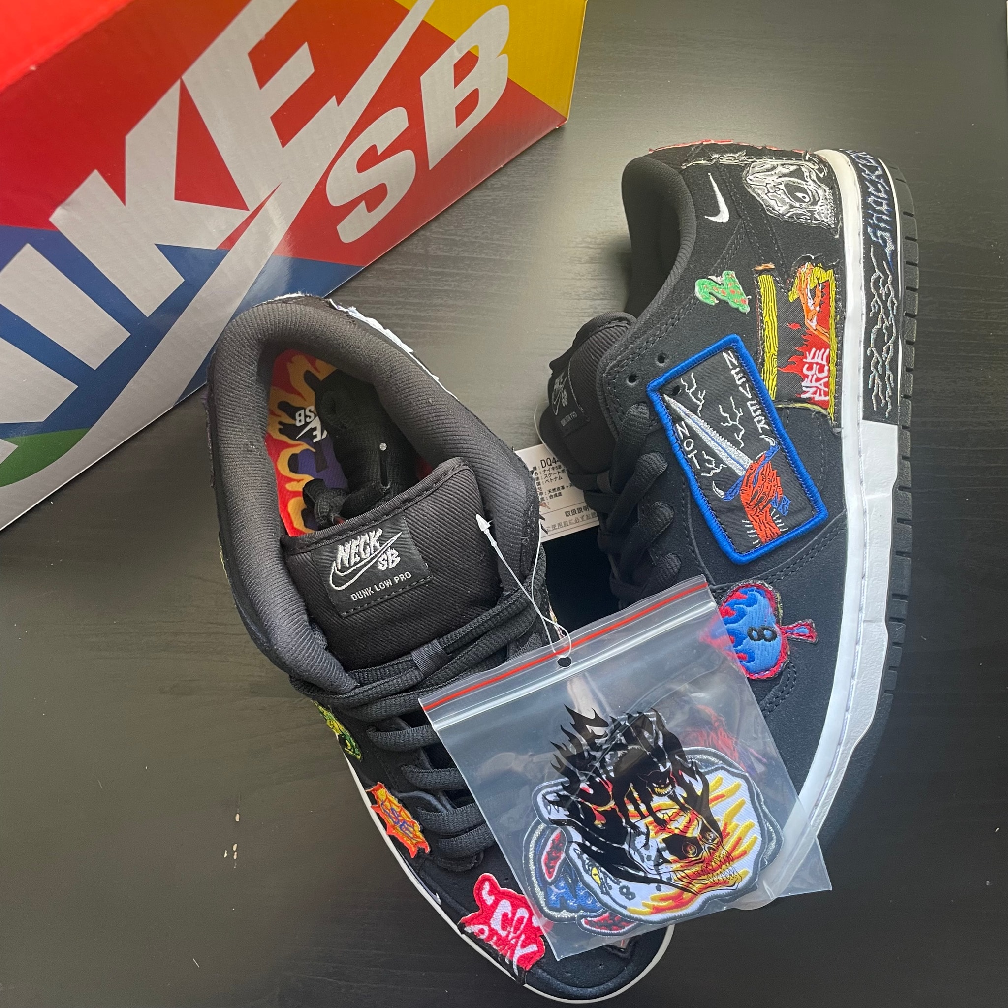 Neck face × Nike SB Dunk Low "Black/White/Multi Color"