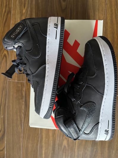 Stussy × Nike Air Force 1 Mid "Black/Black"