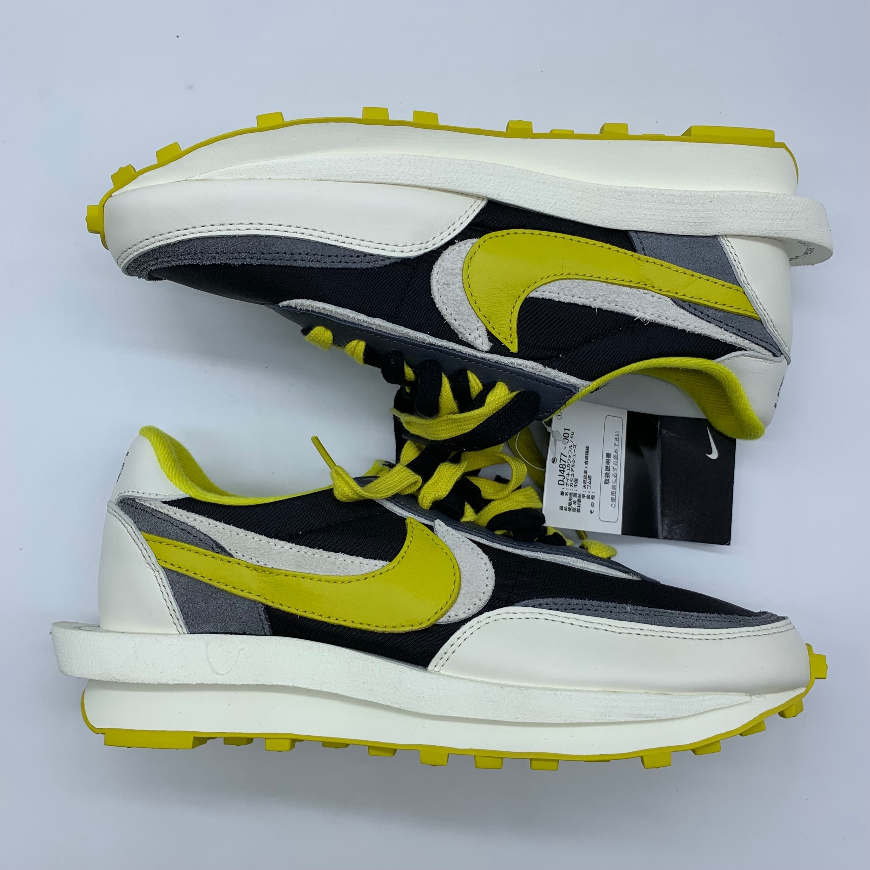 UNDERCOVER × sacai × Nike LD Waffle "Black/Sail-Dark Grey-Bright Citron"
