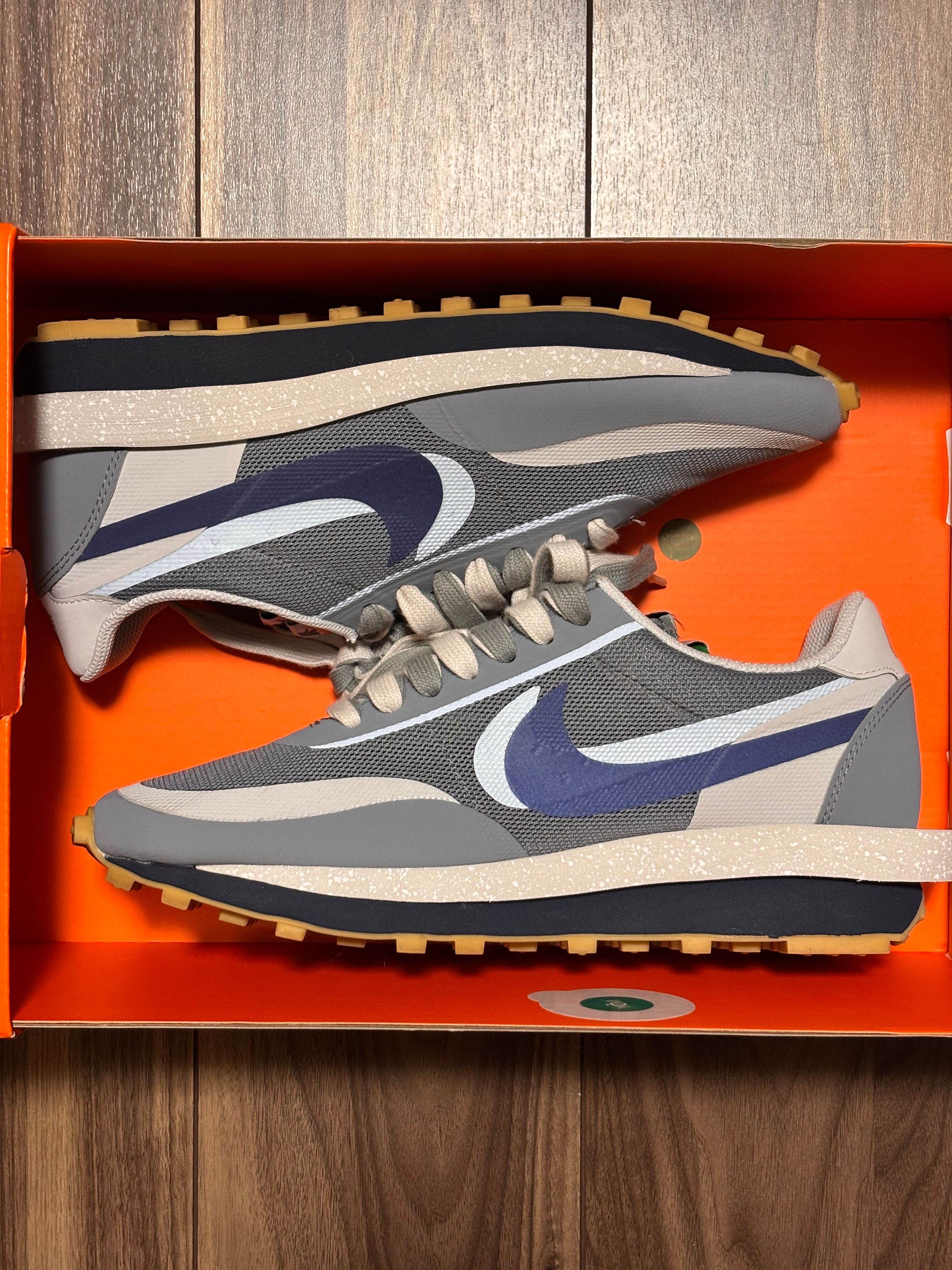 CLOT × Sacai × Nike LD Waffle "Grey Obsidian/Cool Grey"