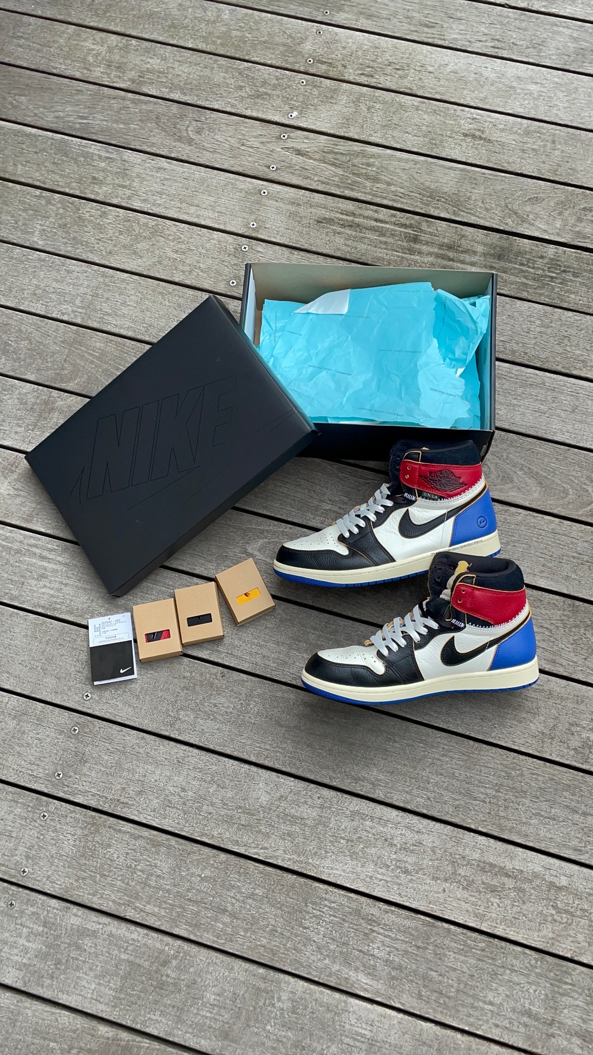 fragment design × UNION × Nike Air Jordan 1 High OG "Black/Varsity Red"