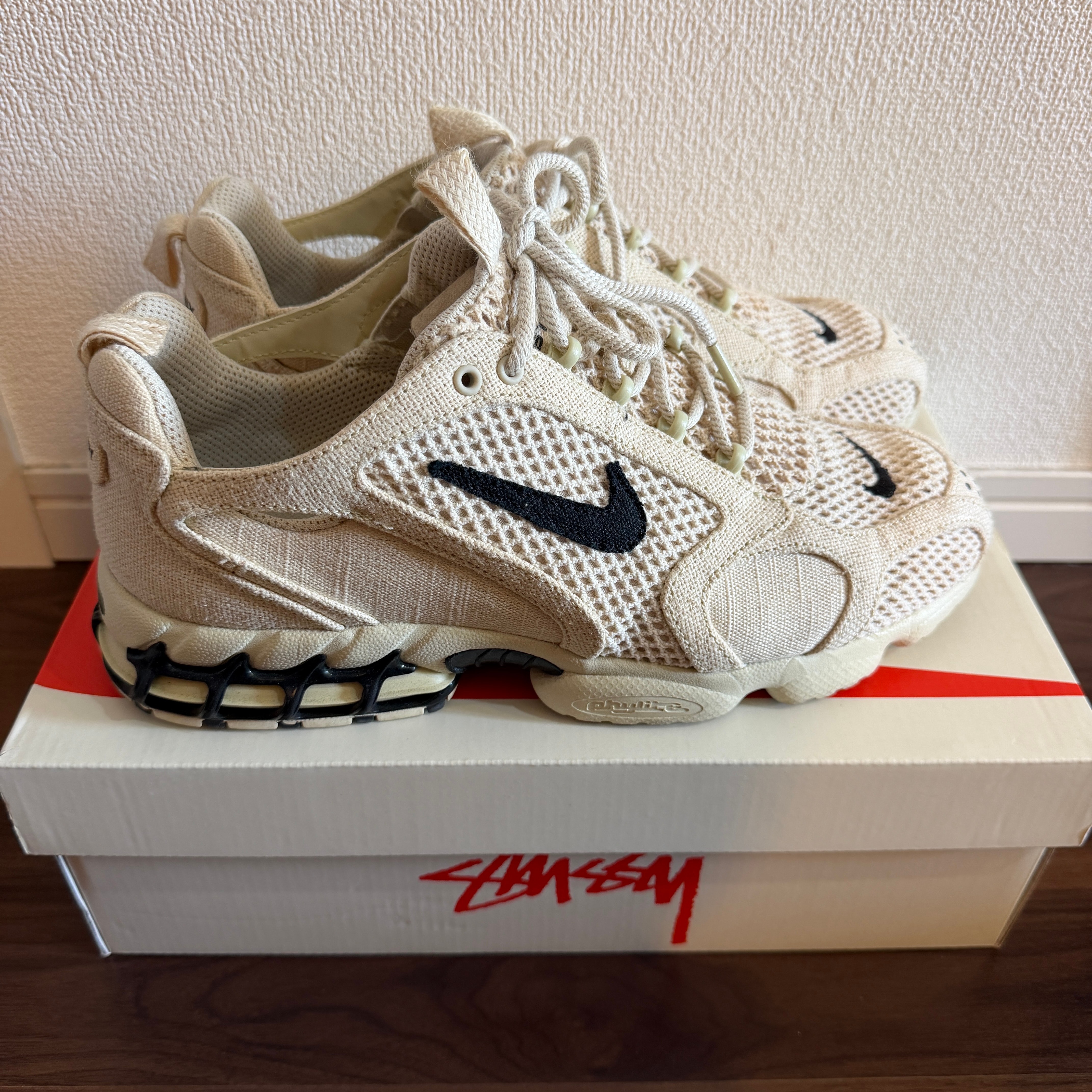 Stussy × Nike Air Zoom Spiridon CG 2 "Fossil/Black"